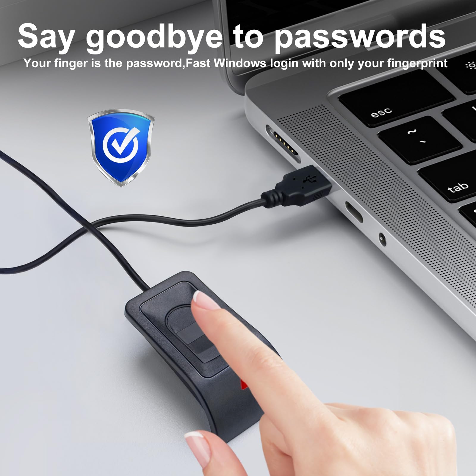 JIAN BOLAND USB Fingerprint Reader Fingerprint for Windows10/11, Windows Hello Automatic Driver Installation with 5ft Extension Cable-Windows Password Free Operation