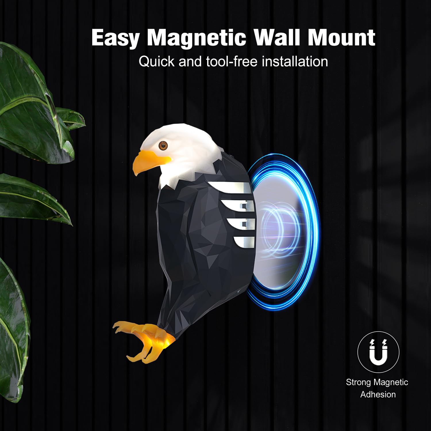 Chamese Bald Eagle Wall Light, American Eagle Night Light, Magnetic Wall Mounted Eagle Lamp for Bedroom, Living Room, Hallway, Removable Charging Eagle Light