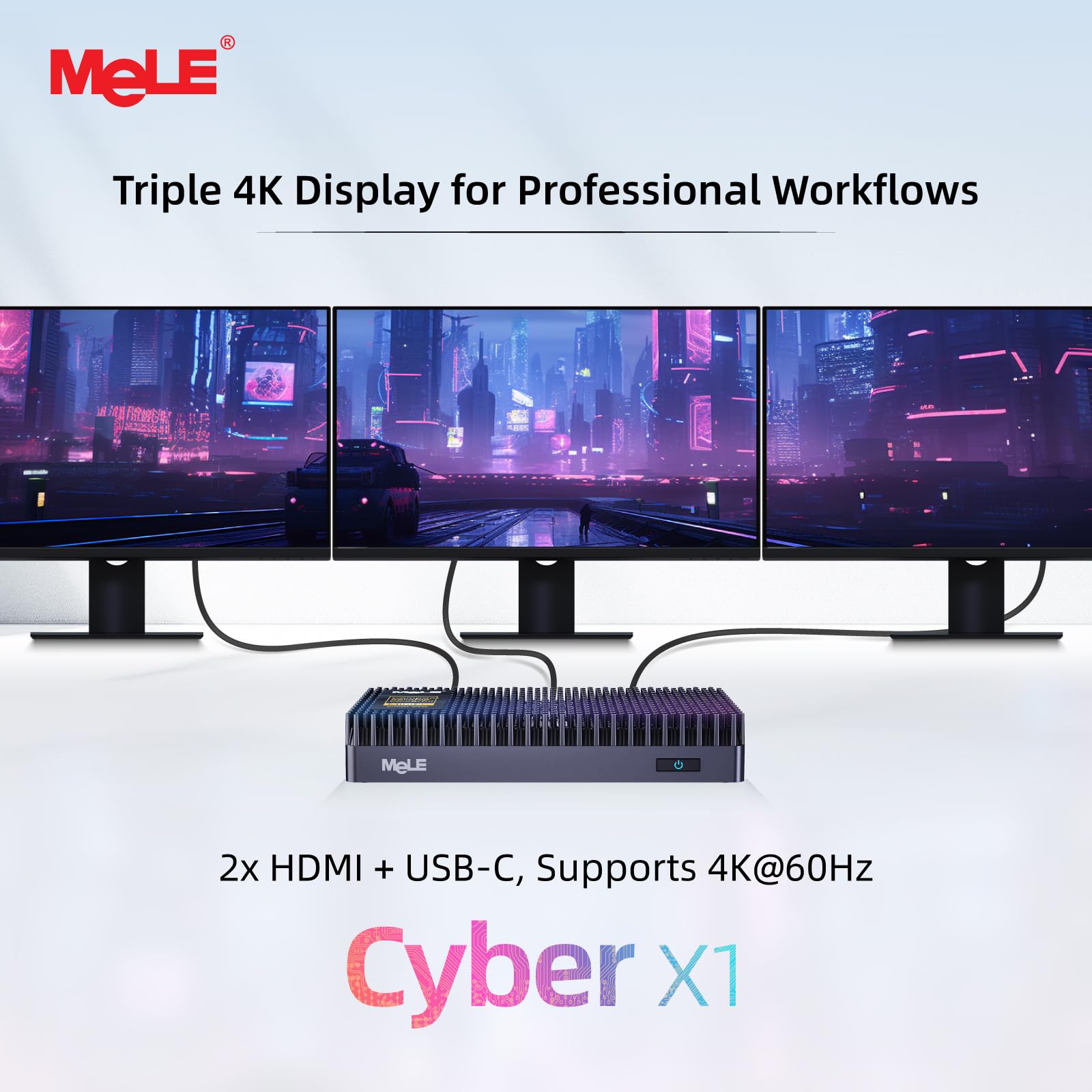 MeLE Cyber X1 Fanless Mini PC N150 8GB DDR4 RAM 256GB SSD Windows 11 Pro,Small Desktop Computer,Dual HDMI 4K Triple Display,USB 3.2×3,USB-C,WiFi 5 BT5.1,Micro Industrial Business PC