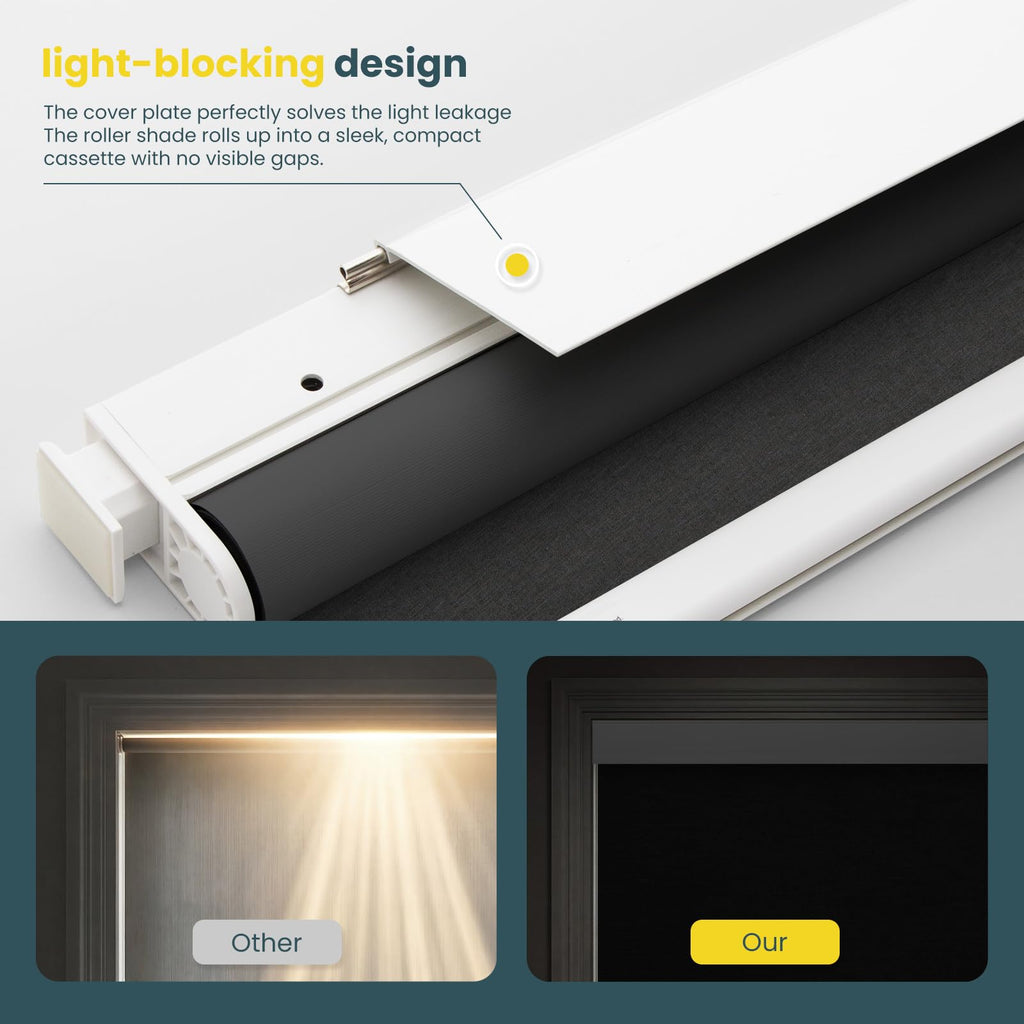 Motorized Blackout Blinds - Automatic Cordless Roller Shades with Remote Control (Black, 35 x 72)