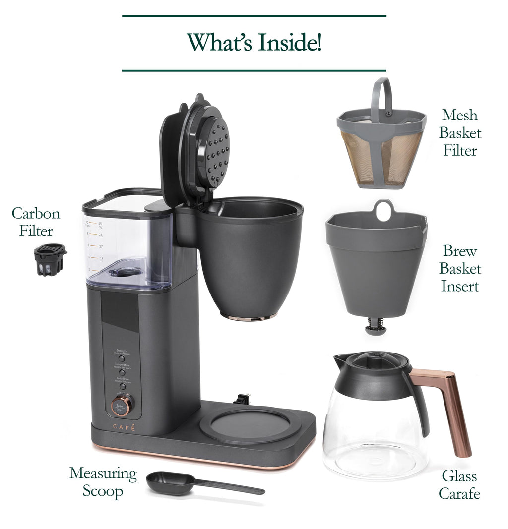 Café Specialty Drip Coffee Maker, 10-Cup Glass Carafe, WiFi Connected Smart Voice-to-Brew, Includes Reusable Filter Basket & Grounds Scooper, Barista-Quality Brew, SCA Certified, Matte Black