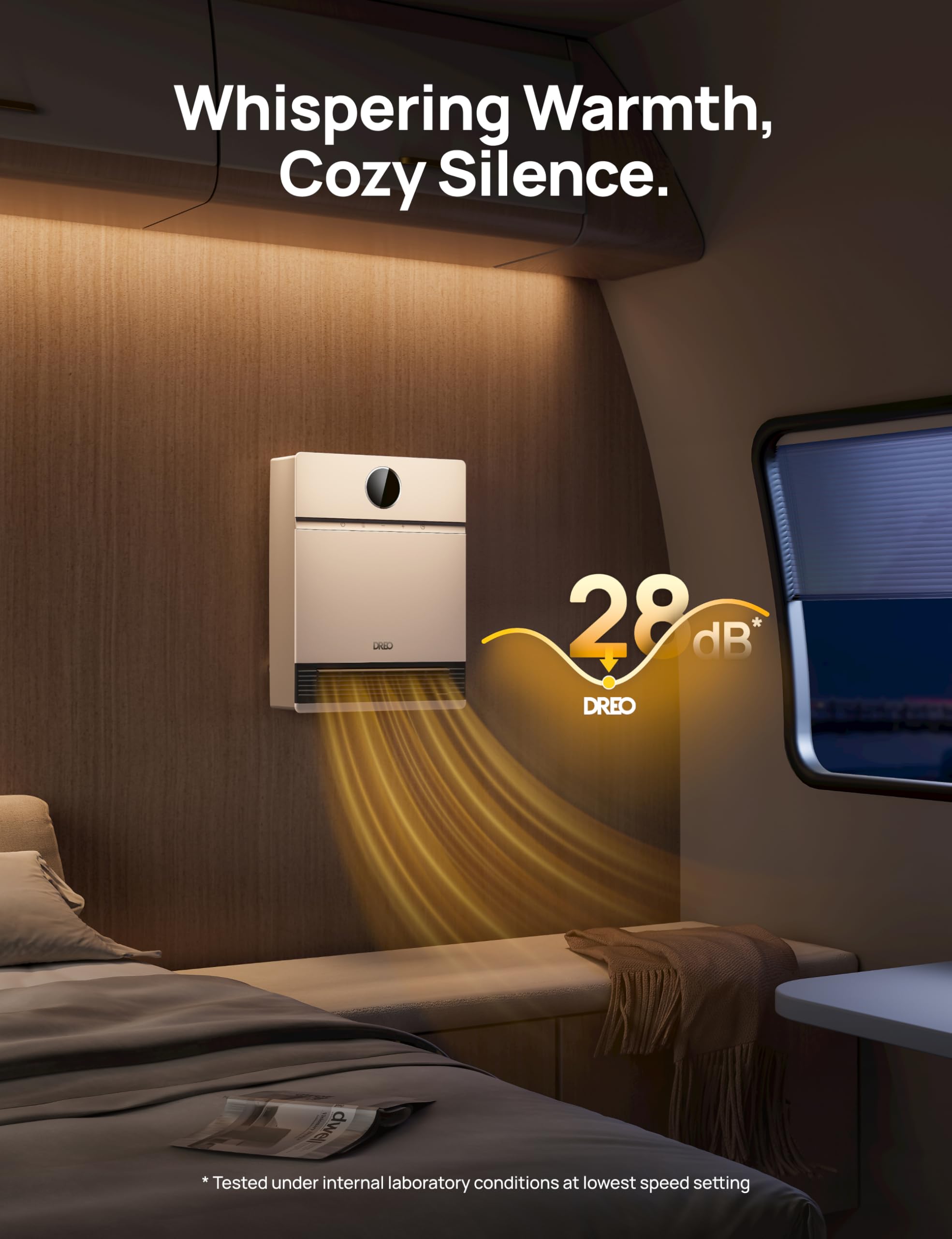 DREO Smart Wall Heater, IP24 Easy-mounted PTC Space Heater for Indoor Use, 30° Oscillation, Adjustable Thermostat, Remote Control, Works with Alexa, 24H Timer, Electric Heater for Bedroom, Office
