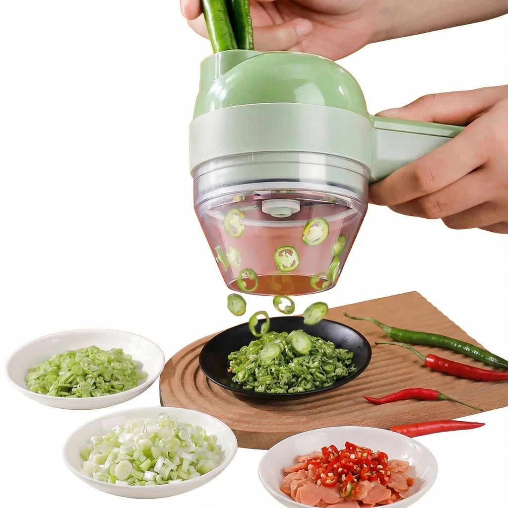 Multi functional electric vegetable slicers，4-in-1vegetable cutter, garlic chopper mini, garlic food processor, electric wireless food slicer