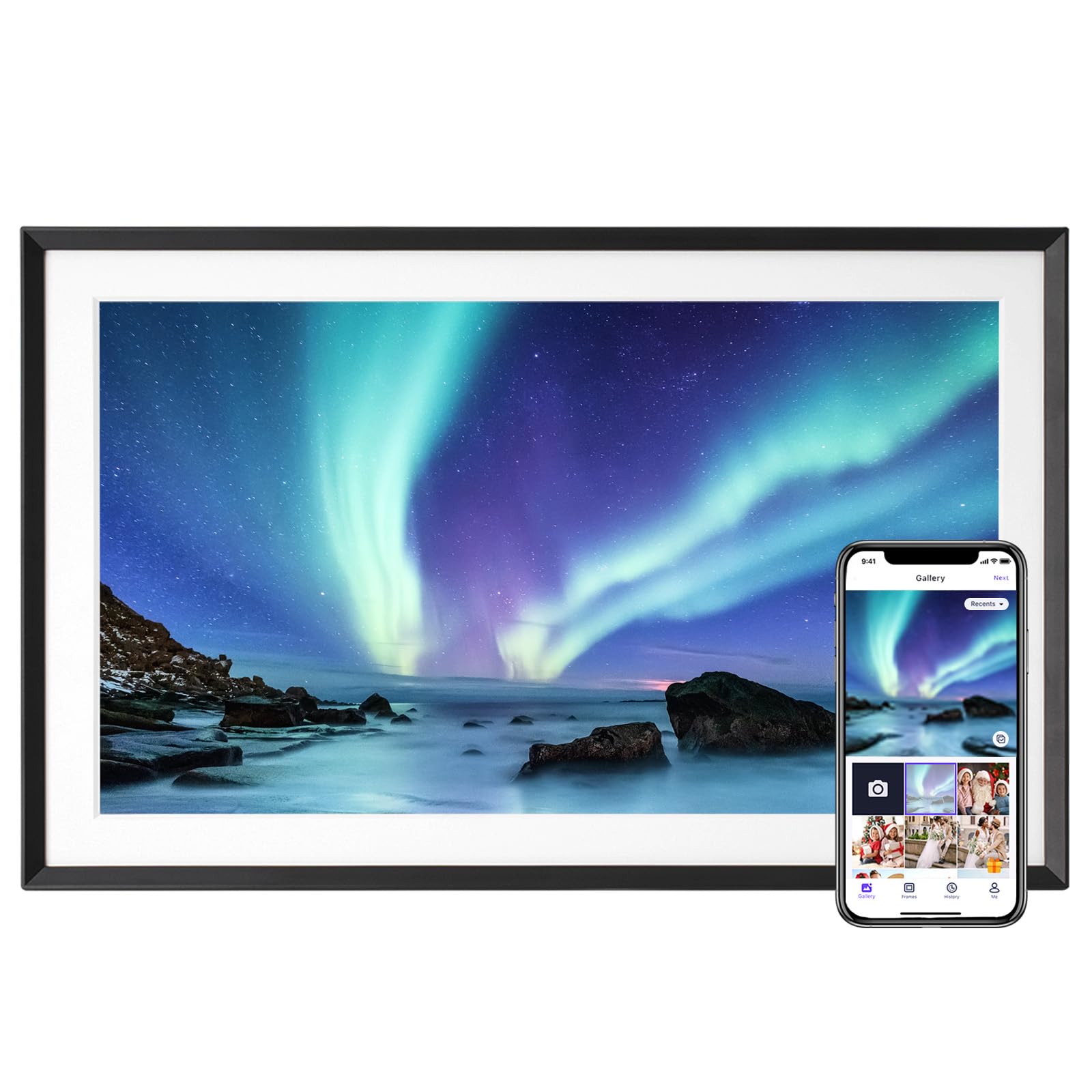 Euphro 15.6'' Digital Picture Frame with 1920x1080 IPS Touch Screen, Smart Digital Photo Frame with 32GB Storage, Easy Setup to Share Photos/Videos via Free App