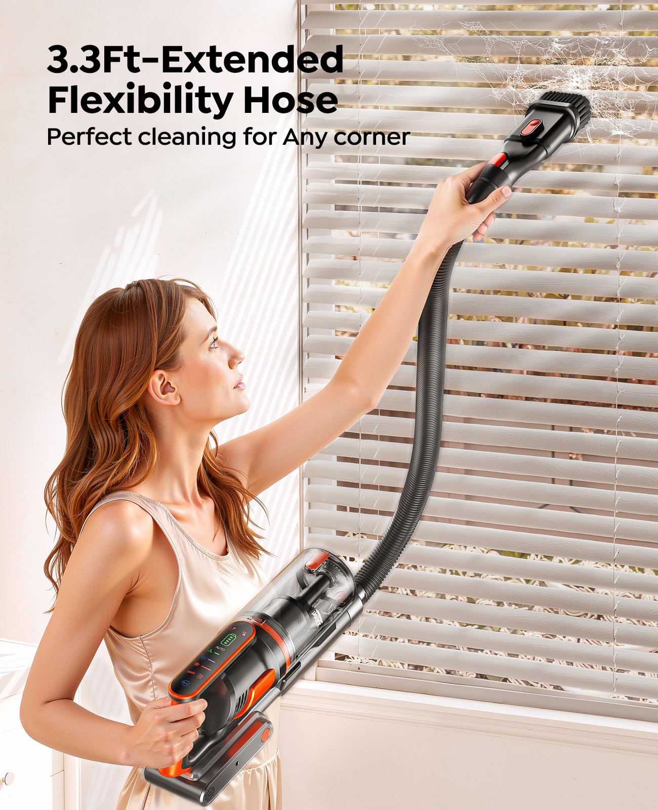 Cordless Vacuum Cleaner, 650W/55Kpa/70Mins Stick Vacuum Cleaners for Home with 180° Foldable Wand &3.3Ft Hose, Touch Screen AUTO-Mode, Wall Mount Charging, Fragrance, Vacuum for Floor/Carpet/Pet Hair