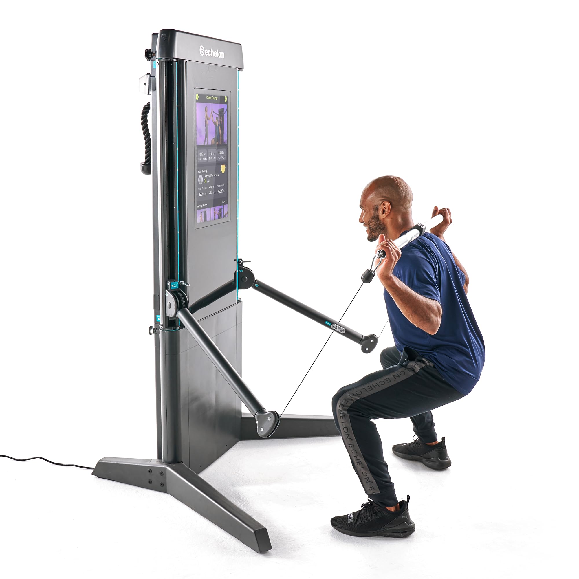 Echelon Strength Pro Commercial Grade Smart Wall-Mounted Trainer with 24” HD Touchscreen, 132 lb Digital Resistance Per Arm, Guided Workouts, WiFi Enabled