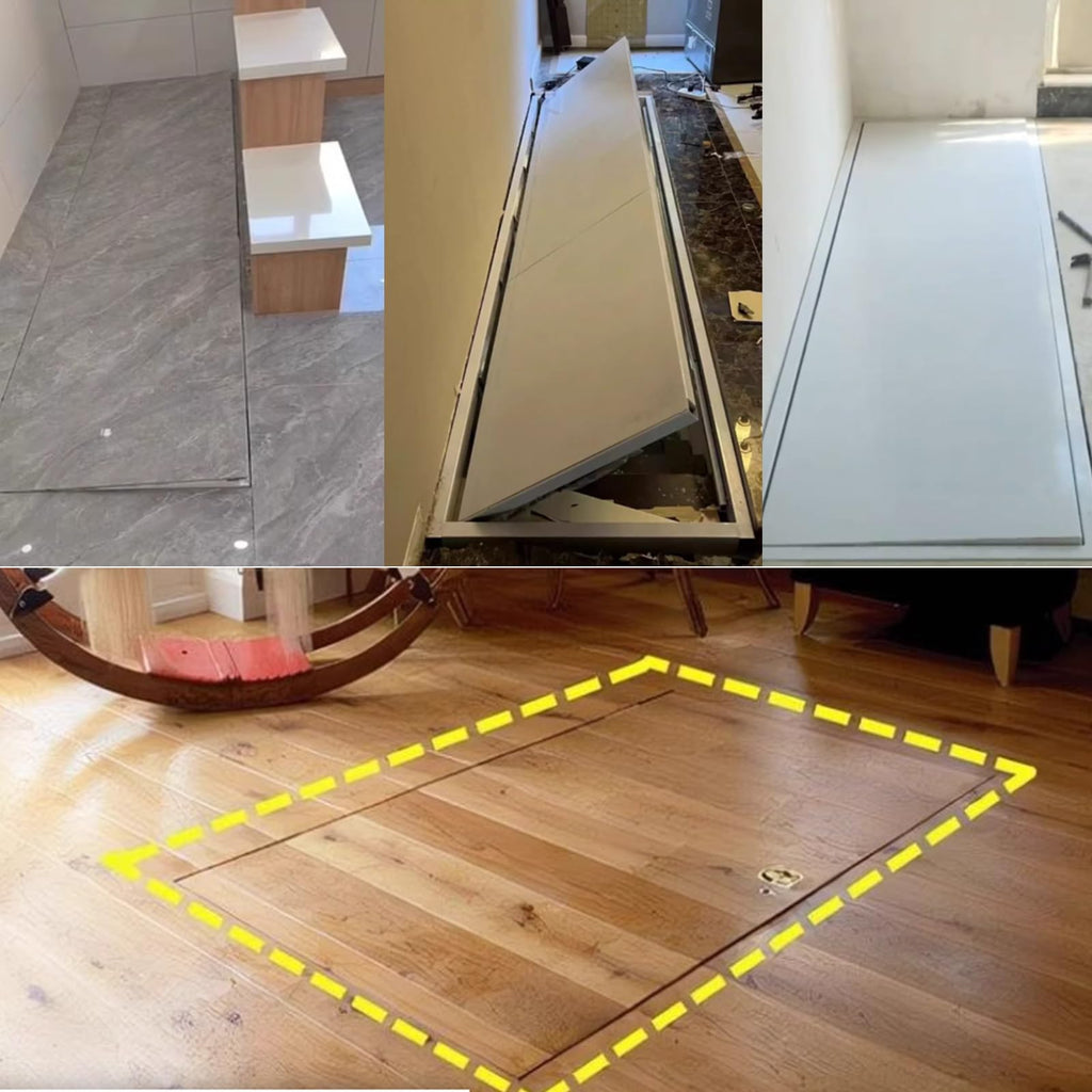 Convenience Basement Floor Hatch, Invisible Crawl Space/Cellar/Storage Room Entry Corridor Paneling, Heavy-Duty Steel Access Door Cover Plate(44X27in)