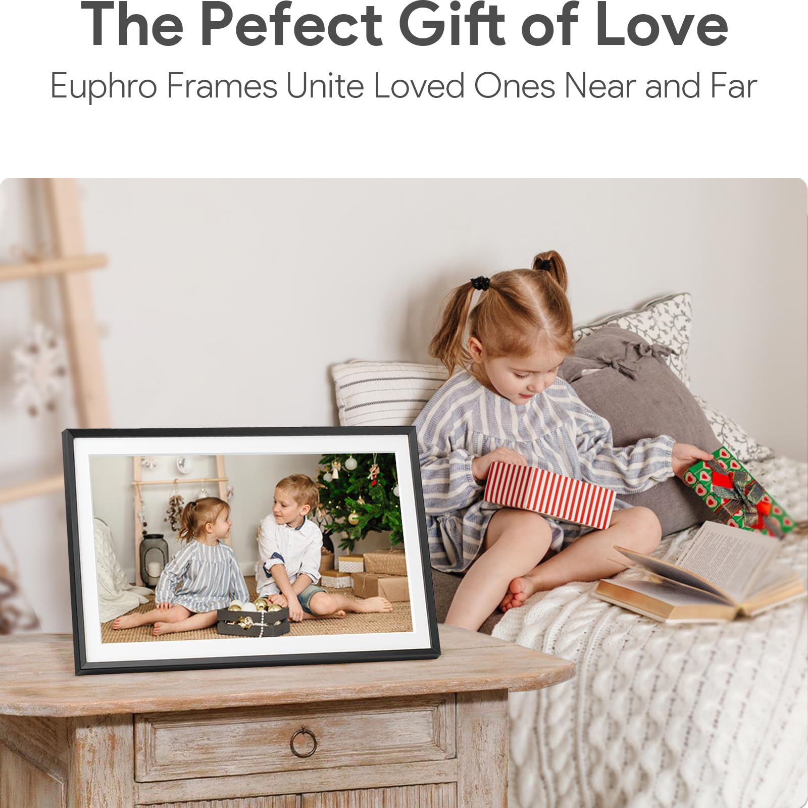 Euphro 15.6'' Digital Picture Frame with 1920x1080 IPS Touch Screen, Smart Digital Photo Frame with 32GB Storage, Easy Setup to Share Photos/Videos via Free App