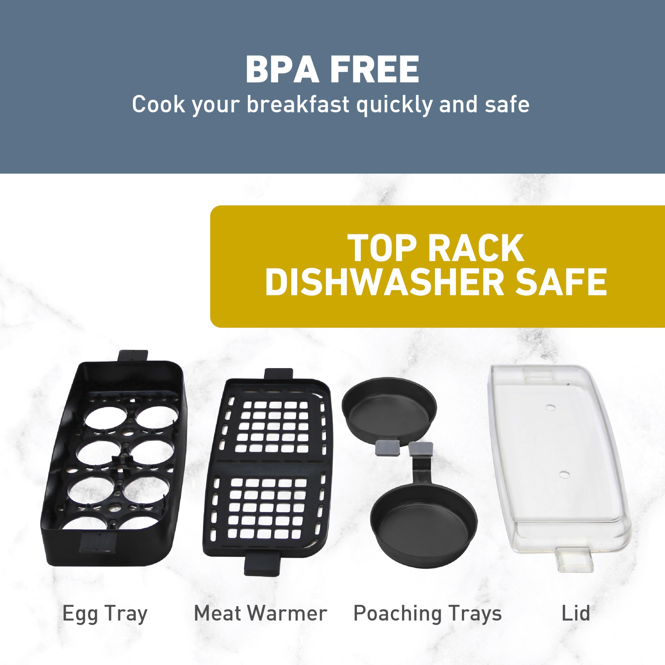 West Bend Breakfast Station 2-Slice Toaster and Egg Cooker/Poacher with Removable Pre-Cooked Meat and Vegetable Warming Tray for Perfect Breakfast Sandwiches, 1200-Watts, Black