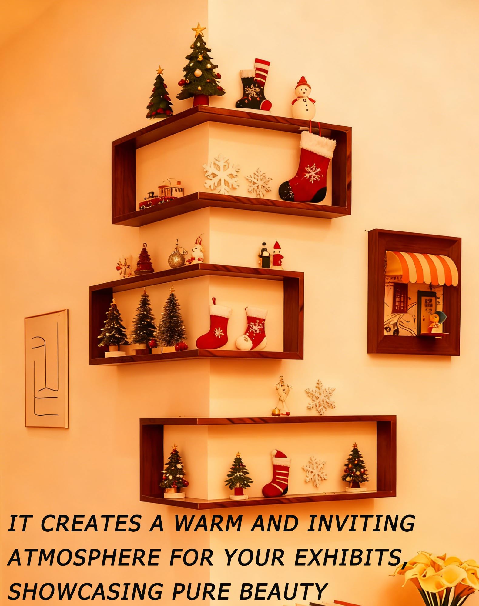 Smart Corner Shelves That Light up Your Space, Illuminated Corner Shelf with Remote, No-Drilling Illuminated Corner Blind Boxes Shelf, Floating Corner Shelves for Wall,For Collectibles (1,With lights)