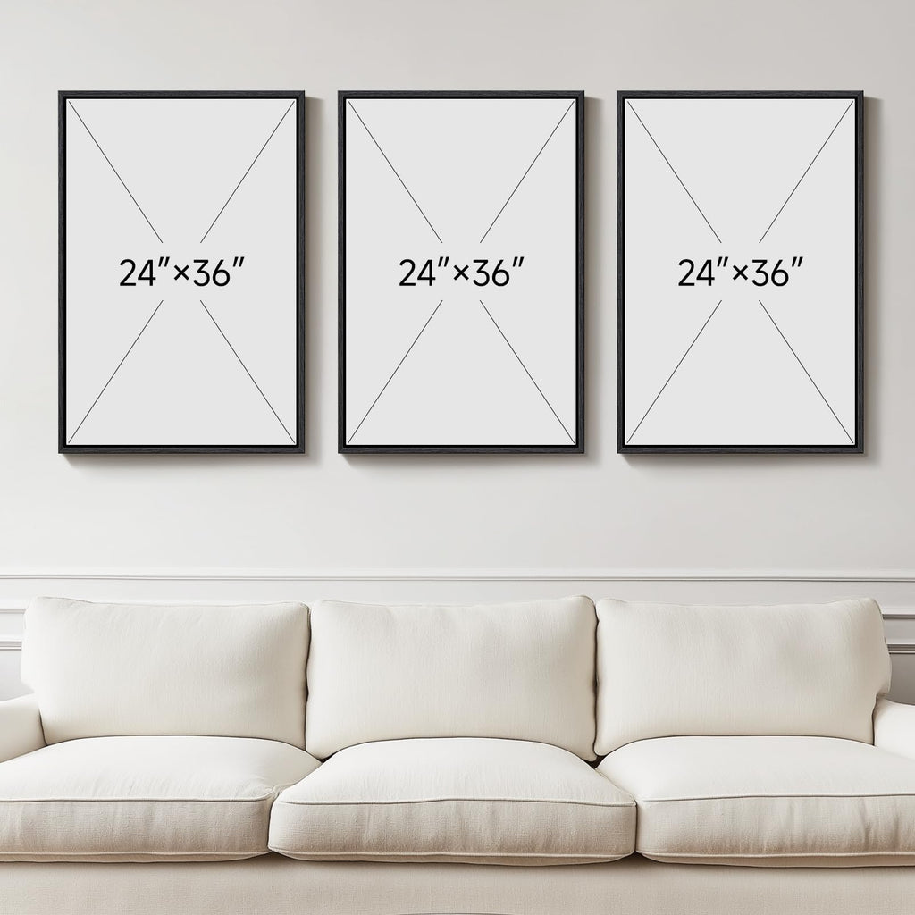 Large 3D Textured Framed Abstract Wall Art for Living Room, 3 Piece Modern Paintings Artwork for Walls, Black White Brown Geometric Sandstone Texture Pictures for Hallway Office Home Decor 24x36 In
