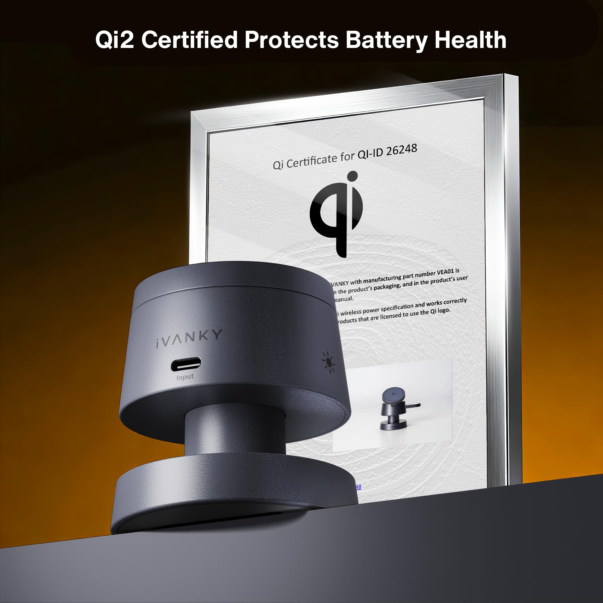 iVANKY Qi2 Certified 3 in 1 Mag-Safe Charger Stand, 15W Fast Magnetic Wireless Charging Station with Night Light for iPhone 17e 17 16 15 14 13 Pro Max, Apple Watch, AirPods 4/3/2/Pro(No AC Adapter)