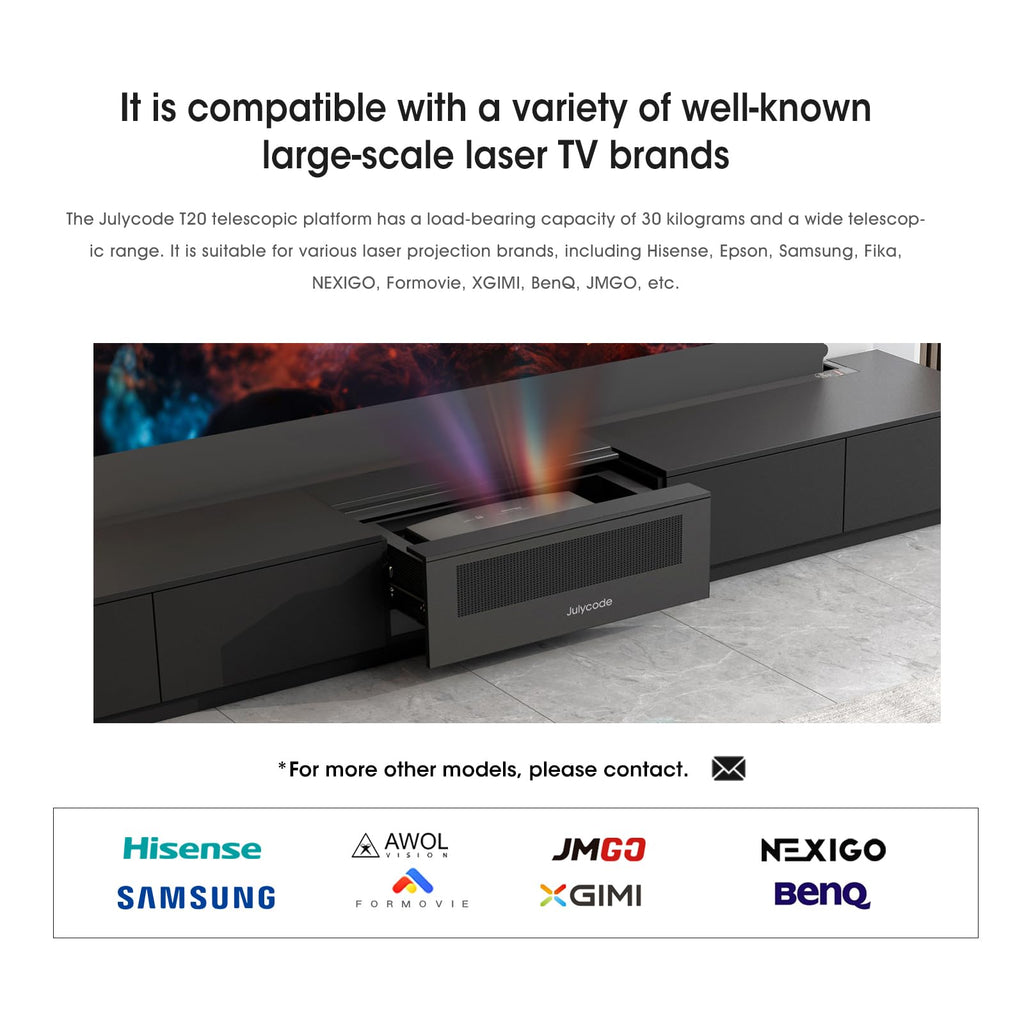 Julycode Motorized Laser TV Cabinet with ALR Floor-Rising Screen for Ultra - Short Throw Projector(100-inch Laser Cabinet) (Black, 120'' Laser Cabinet)