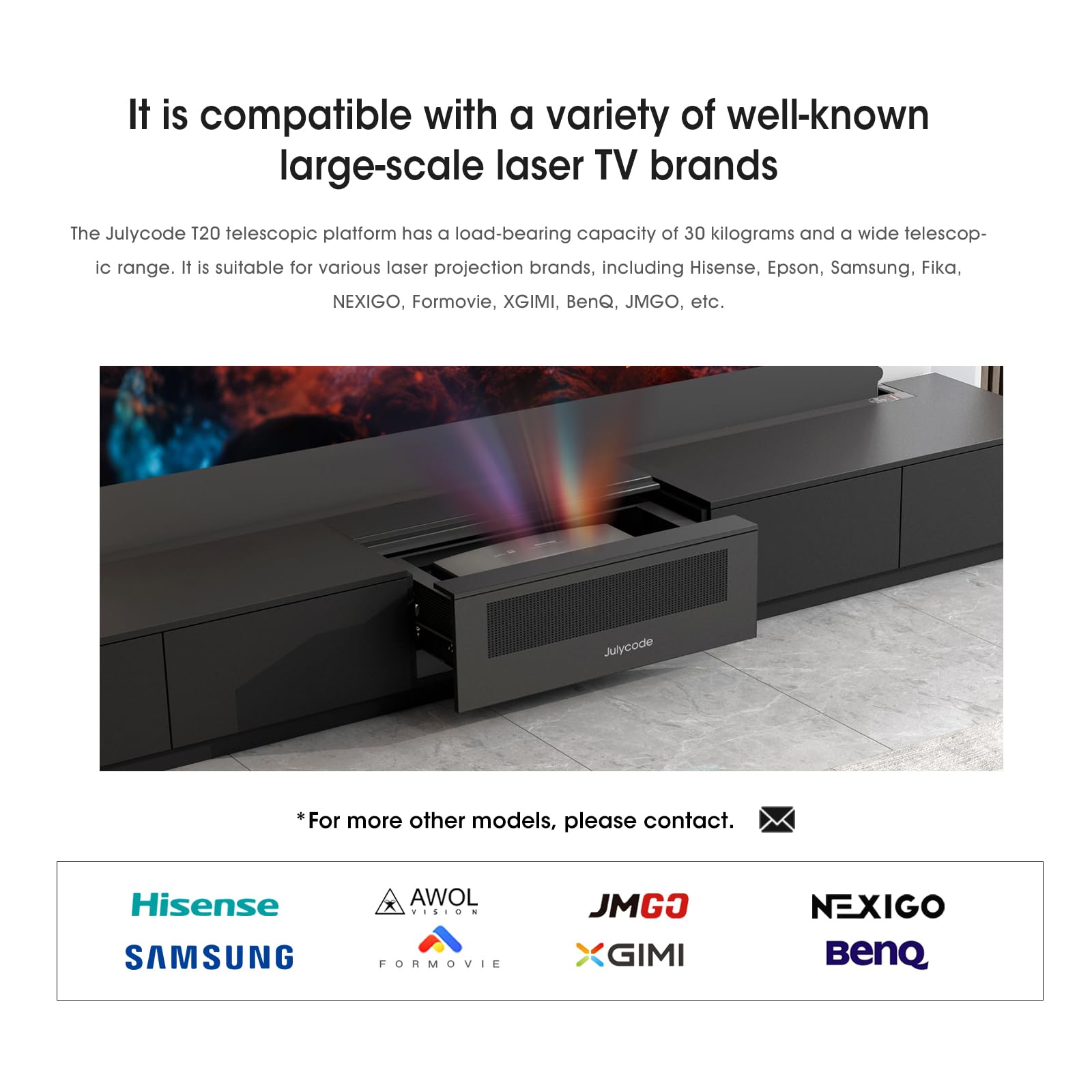 Julycode Motorized Laser TV Cabinet with ALR Floor-Rising Screen for Ultra - Short Throw Projector(100-inch Laser Cabinet) (Black, 120'' Laser Cabinet)