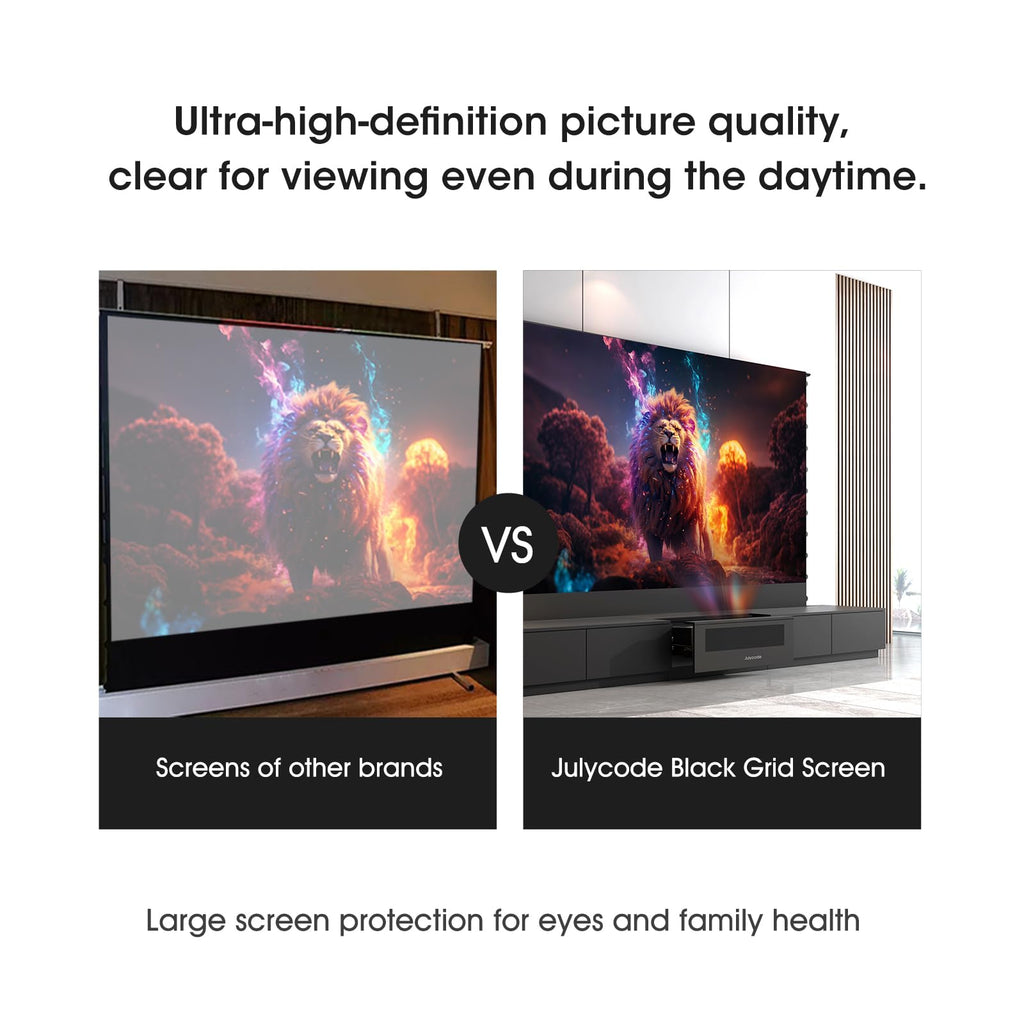 Julycode Motorized Laser TV Cabinet with ALR Floor-Rising Screen for Ultra - Short Throw Projector(100-inch Laser Cabinet) (Black, 120'' Laser Cabinet)