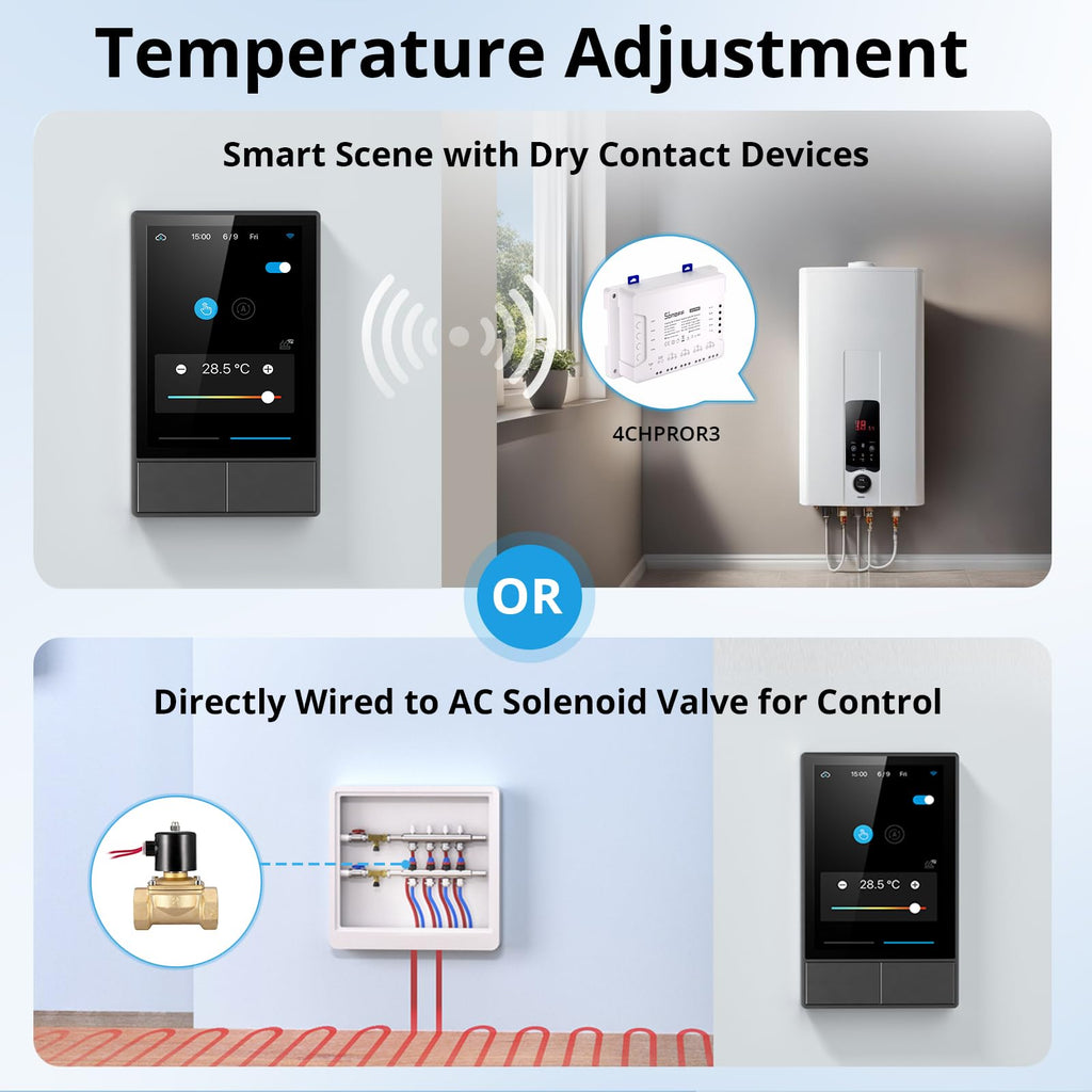 SONOFF NSPanel Smart Switch - 2-Switch Panel Home Control With Touchscreen, Temperature Function, Lights Control - Compatible With Alexa and Google Home, Black