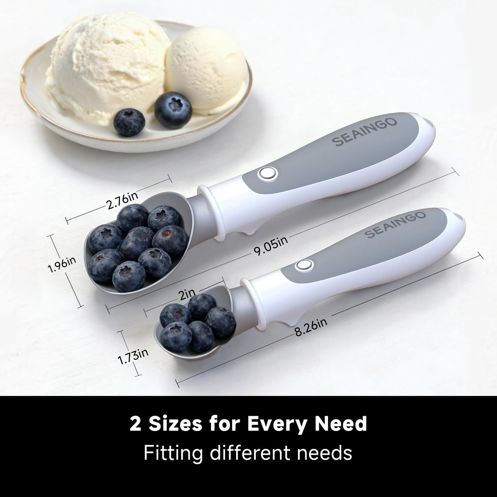 SEAINGO Heated Ice Cream Scoop - Rechargeable, ON/OFF Safety Lock Switch, Two Warming Modes, Ergonomic Handle, Electric Kitchen Tool Nonstick Scooper for Gelato, Frozen Yogurt, Sorbet & More
