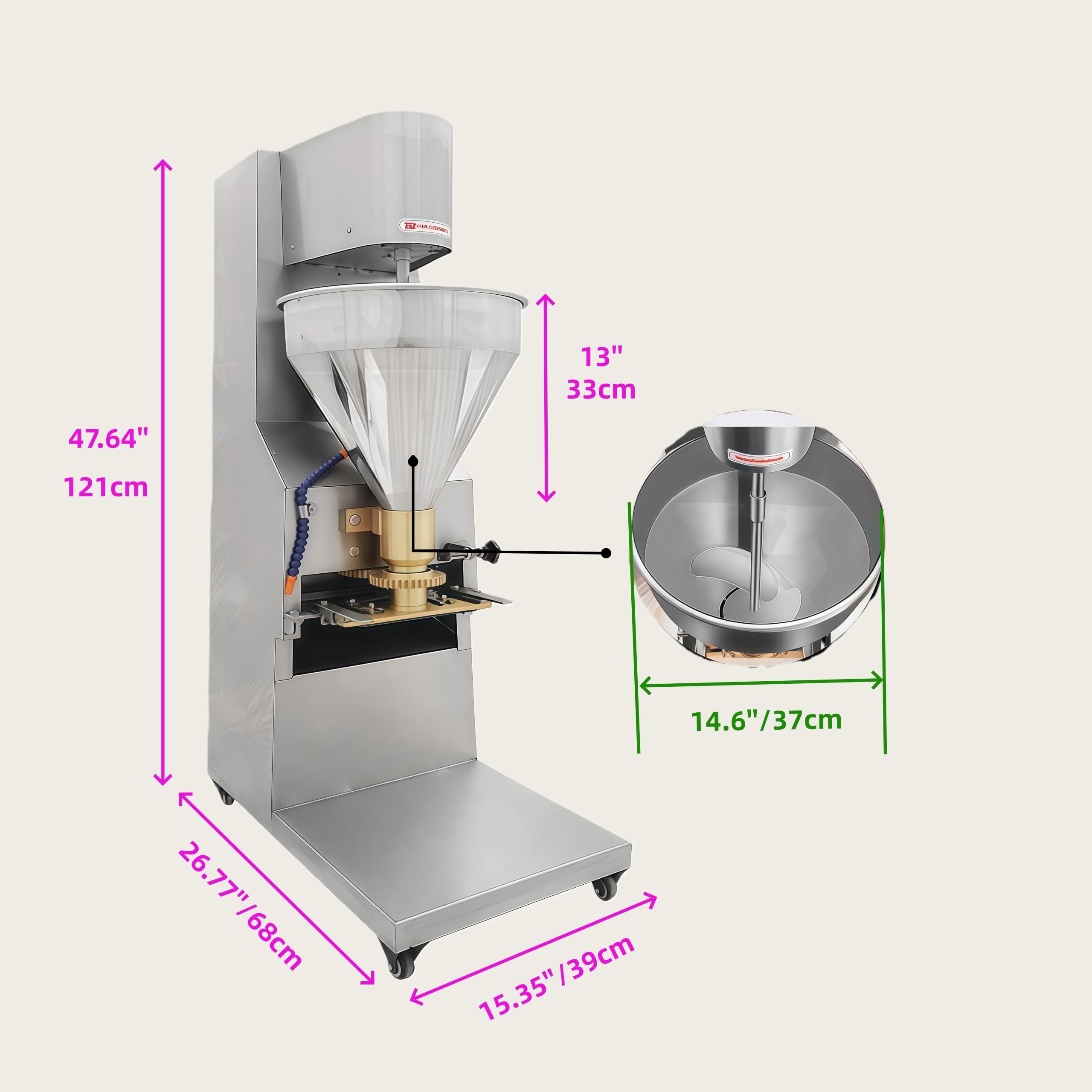 Kolice Commercial Meatball Forming Machine 280-300 Pcs/Min Production, Automatic Meatball Maker Machine with 6 Models 18/22/26/28/30/32mm, Meatball forming tools for fish, beef, pork,mutton