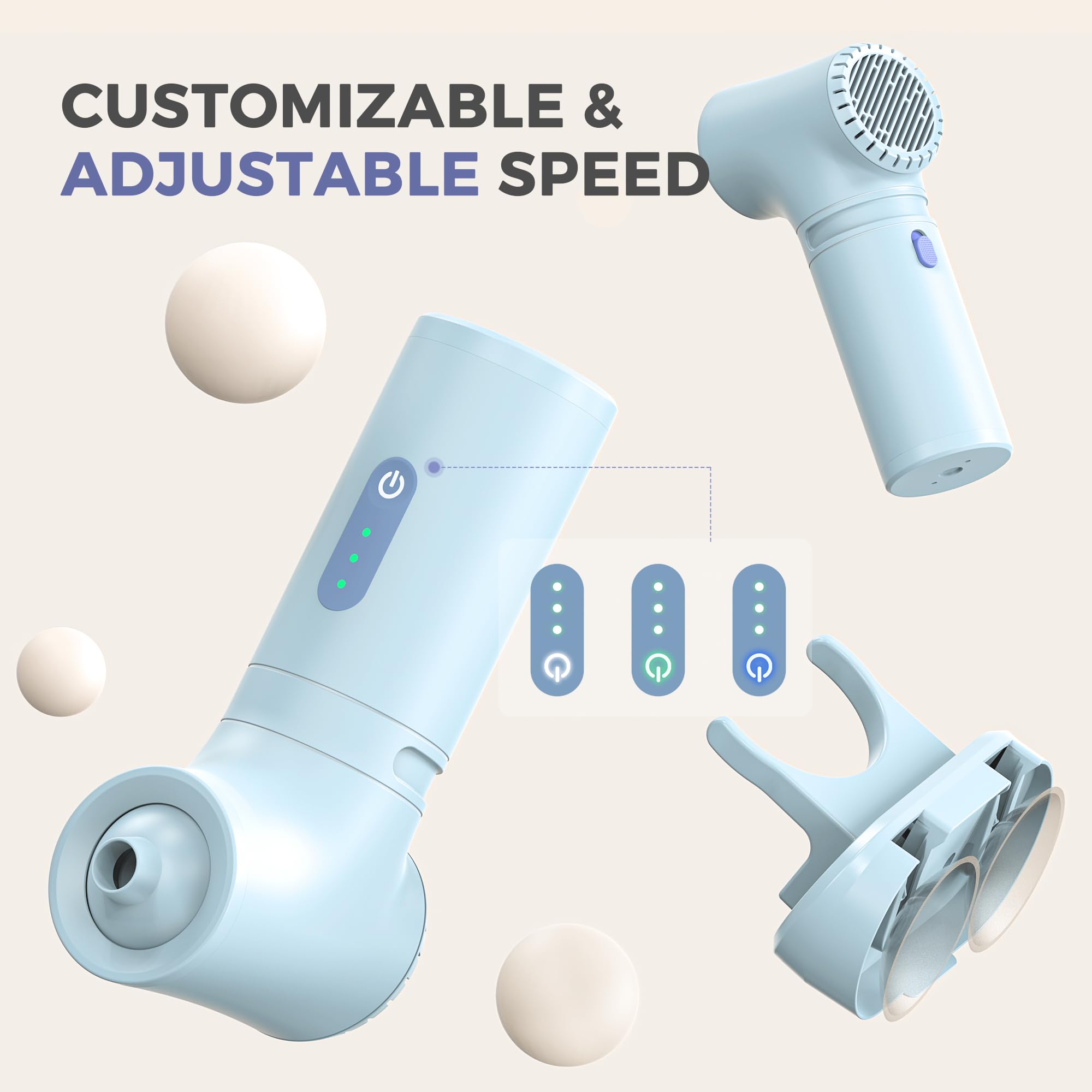 MOMFANN Bath Jet Spa, Bath Jet/Bubble Mode, Cordless Portable Bathtub Accessories with 3-Level Adjustable Speed, Bathtub Jets for Home Spa, Relaxing (Blue)