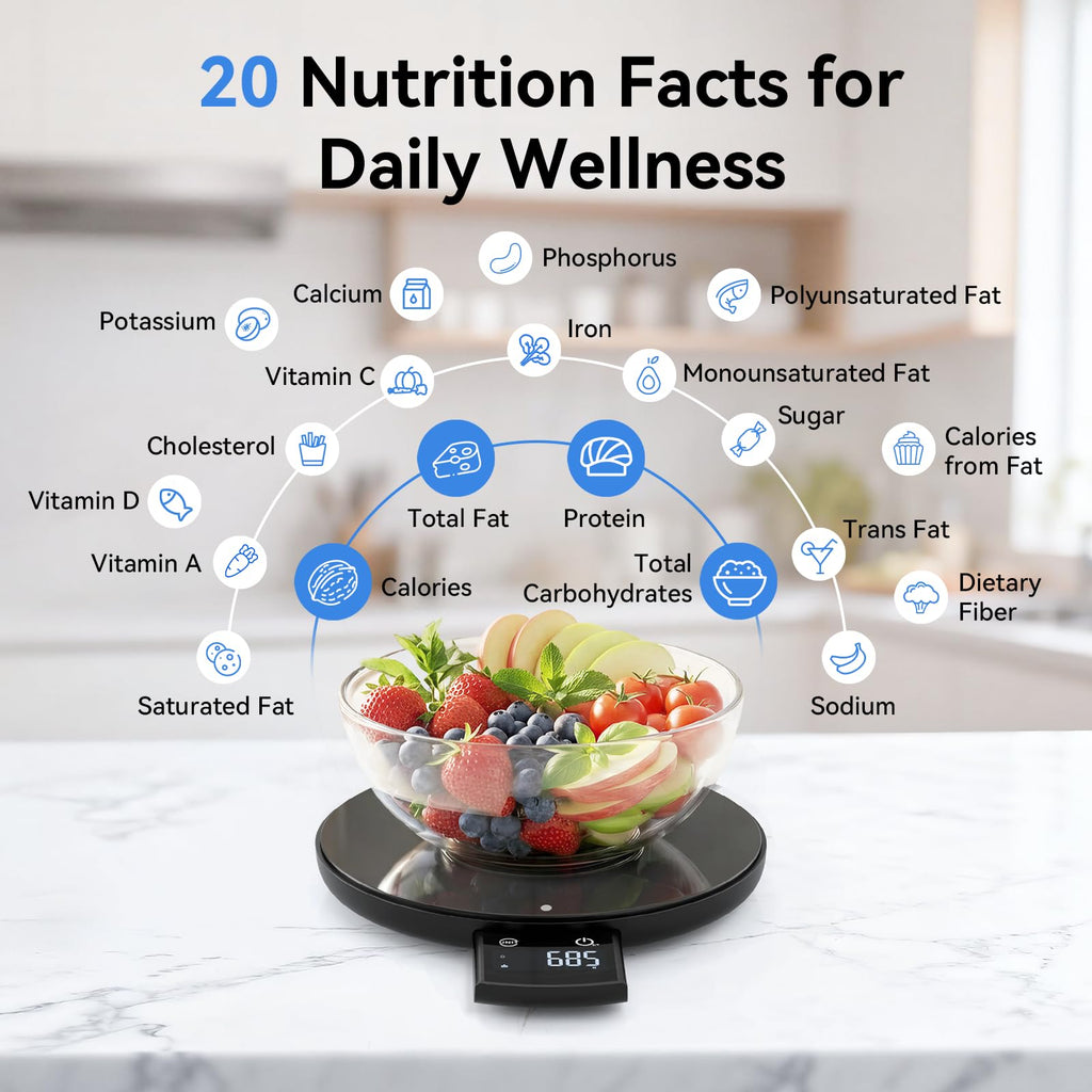 Ultrean Smart Food Scale with Nutritional Calculator, Kitchen Scale for Weight Loss, Food Weight Scale with App for Calorie & Macro Tracking, AI Scan, 33lb