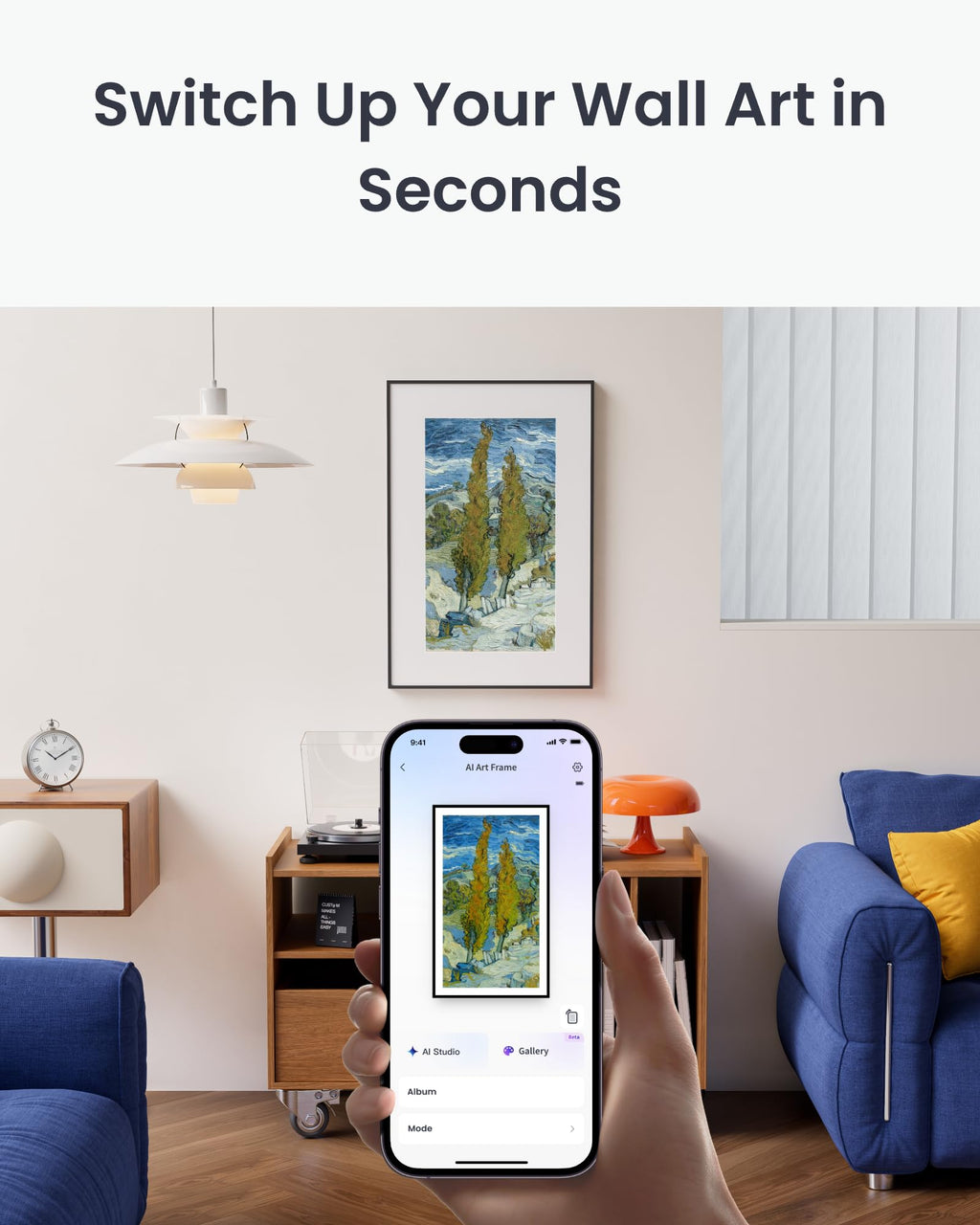 SwitchBot AI Art Frame 7.3'', Electronic Ink Picture Frame, Wireless Digital Photo Frame, Long Battery Life, Alexa Compatible, Wall Decoration, Home Décor, AI-Generated Art, Gift for Art Lovers