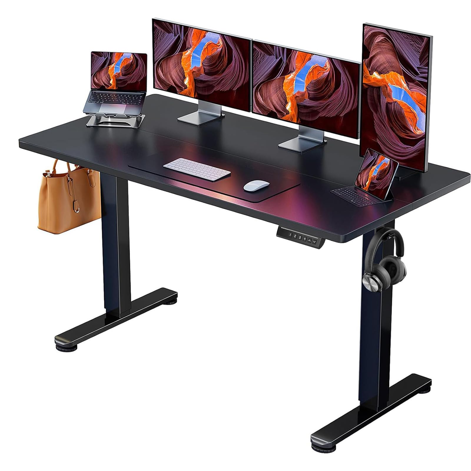 ErGear Height Adjustable Electric Standing Desk, 55 x 28 Inches Sit Stand up Desk, Memory Computer Home Office Desk, Black