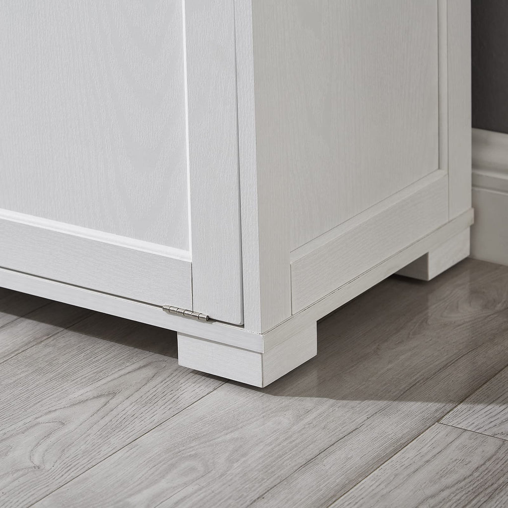 OLD CAPTAIN Double Tilt Out Trash Cabinet, Wooden Kitchen Garbage Can Free Standing Holder (White)