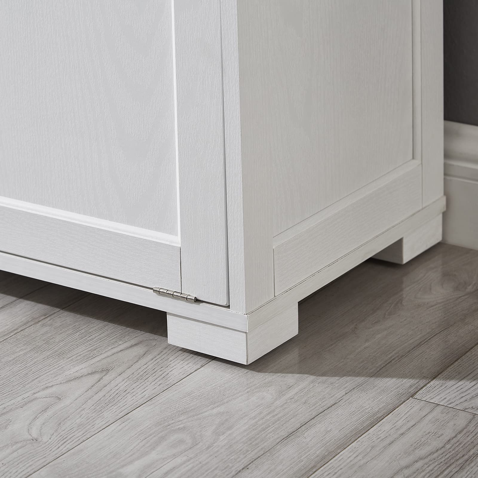 OLD CAPTAIN Double Tilt Out Trash Cabinet, Wooden Kitchen Garbage Can Free Standing Holder (White)