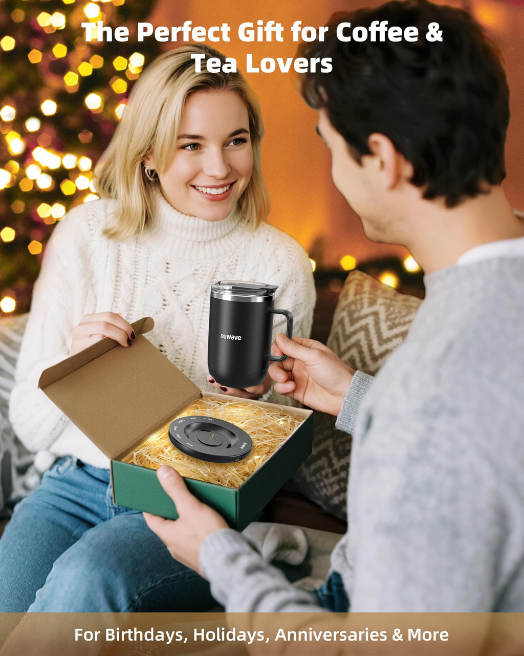 Nuwave Smart Heated Coffee Mug 16oz — Rechargeable with LED Display