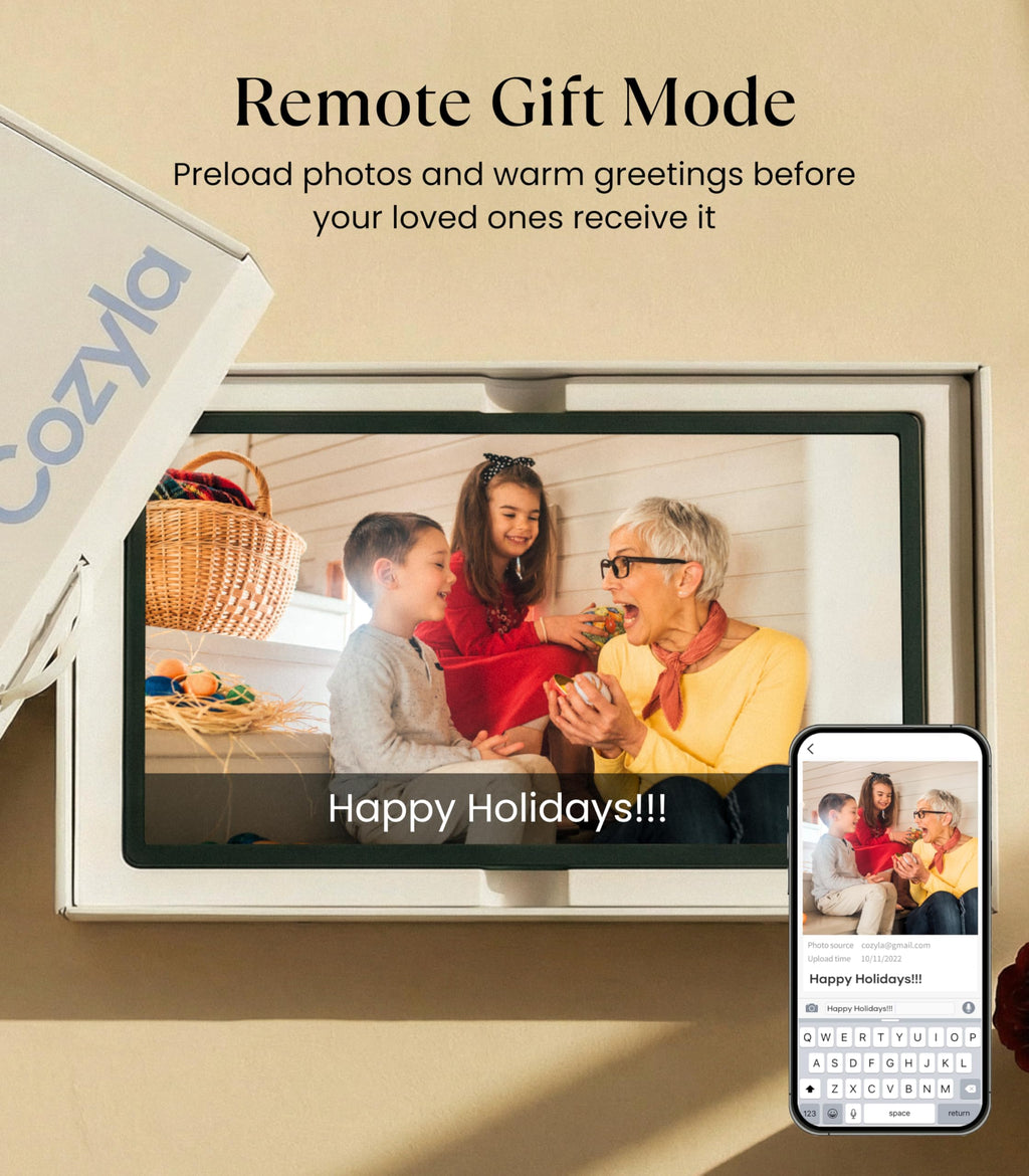 Cozyla Frame: 32" WiFi Digital Picture Frame with Large Display – No Subscription & Unlimited Storage, Support Long Video, Electronic Photo Frame for Gift, Share via Google Photos, App, Email, Web