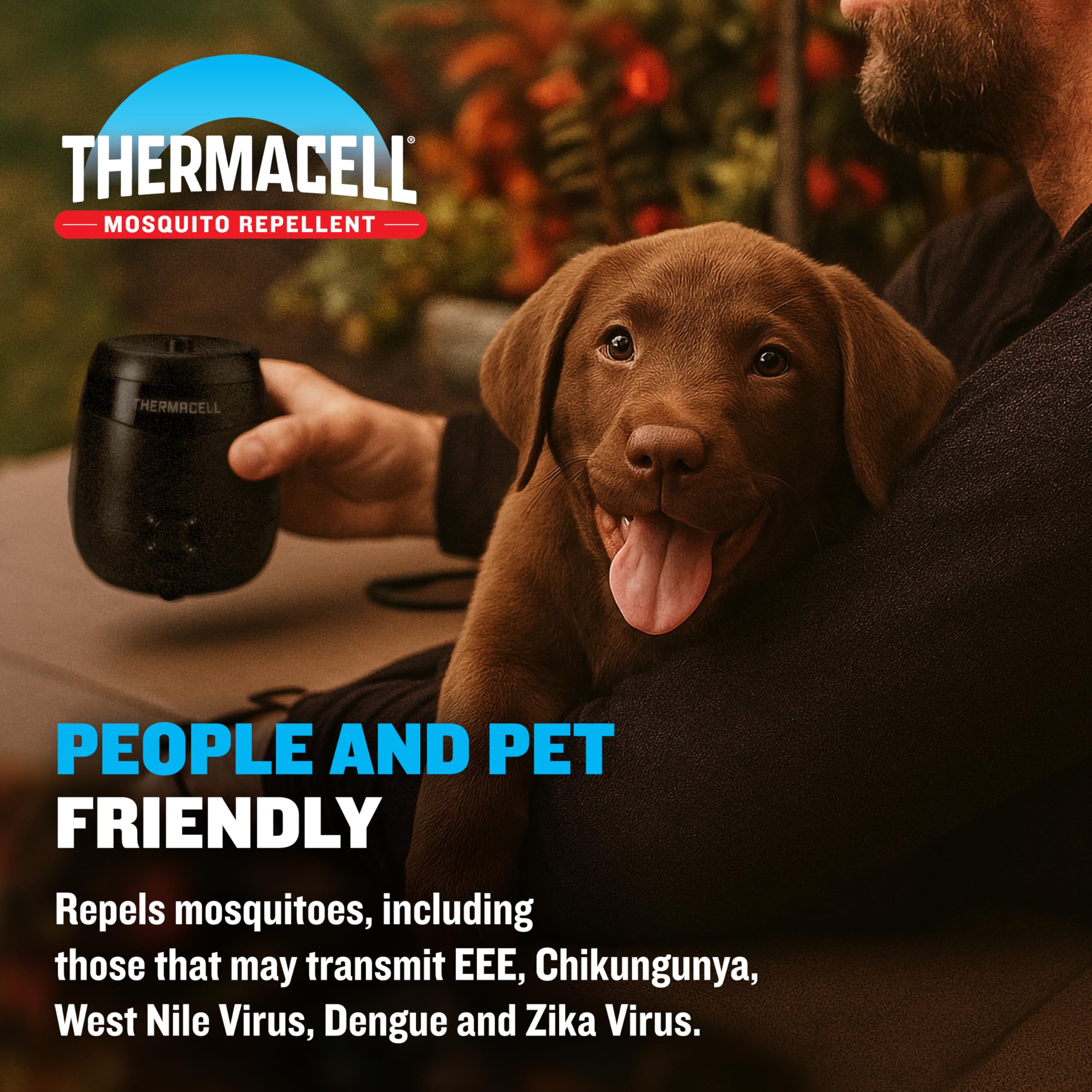 Thermacell E-ZoneGuard Patio + Rechargeable Mosquito Repeller with 20-Foot Zone of Scientifically Proven Outdoor Protection; 6.5-Hr Battery; 36-Hr Refill; Bug Spray Alternative; Fast Charging Dock