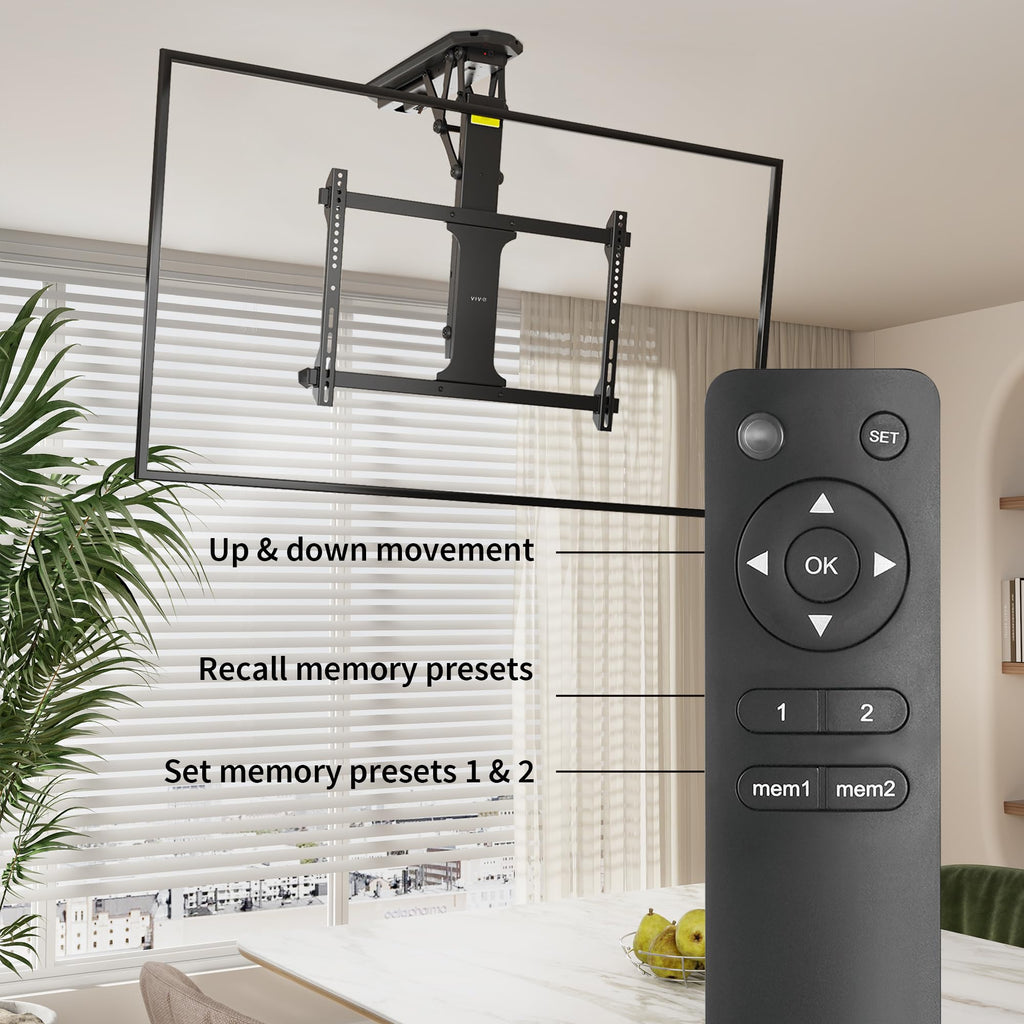 VIVO Electric Ceiling TV Mount for 32 to 70 inch Screens, Large Flip Down Motorized Pitched Roof VESA Mount, Master Pack, Black, MOUNT-E-FD70