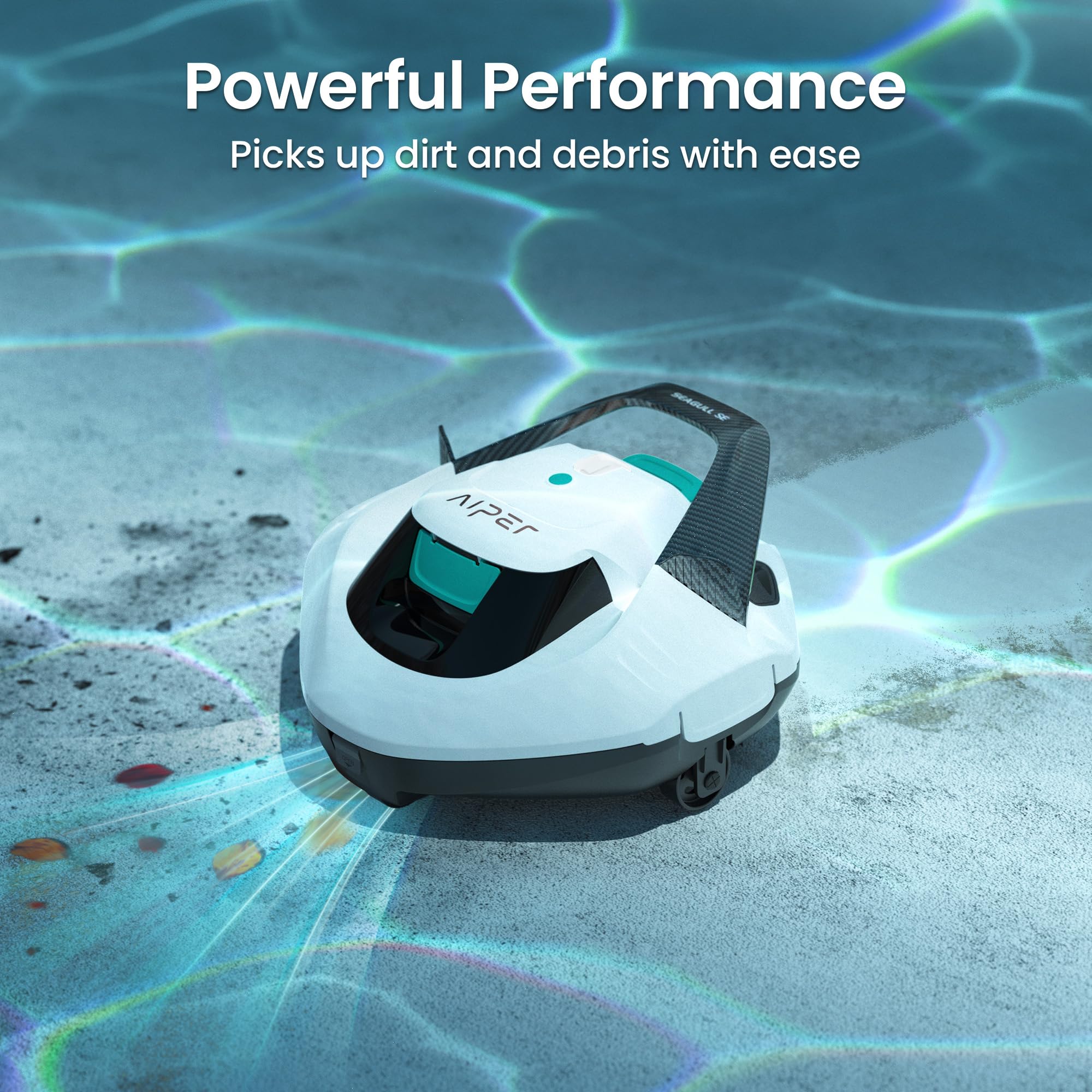 (2026 Upgrade) AIPER Seagull SE Cordless Robotic Pool Cleaner with 100 Mins Runtime, Powerful 1320GPH Suction,Smart Self-Parking, Pool Vacuum for Above Ground Pools up to 860 Sq.ft, Pearl & Cyan