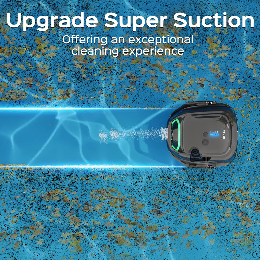 WYBOT A1 Robotic Pool Cleaner – Dual Layer Filtration, Strong Suction, 130 Mins Runtime, Robot Pool Vacuum for Above Ground and Flat Pools up to 1,100 Sq. Ft., 4 Cleaning Modes (Abyss Black Green)