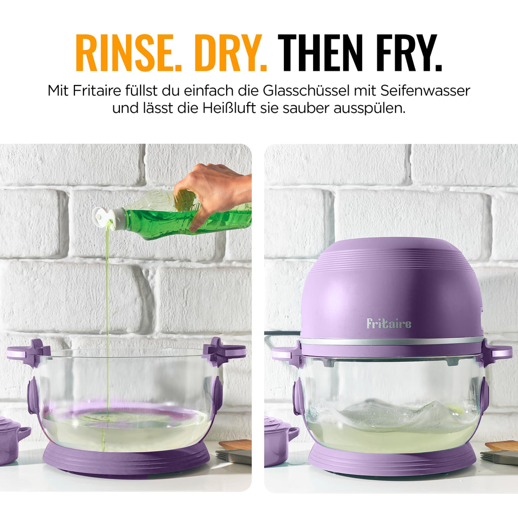 Non Toxic Air Fryer™ Pro | 9-in-1 Glass Air Fryer | Self-Cleaning | 5 Quart | Rotisserie and Tumbler | 400F Vortex For Even Cooking, BPA-Free Teflon Free, Recrisp, Roast, Bake, Lavender