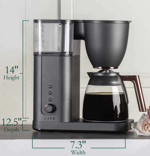 Café Specialty Drip Coffee Maker, 10-Cup Glass Carafe, WiFi Connected Smart Voice-to-Brew, Includes Reusable Filter Basket & Grounds Scooper, Barista-Quality Brew, SCA Certified, Matte Black