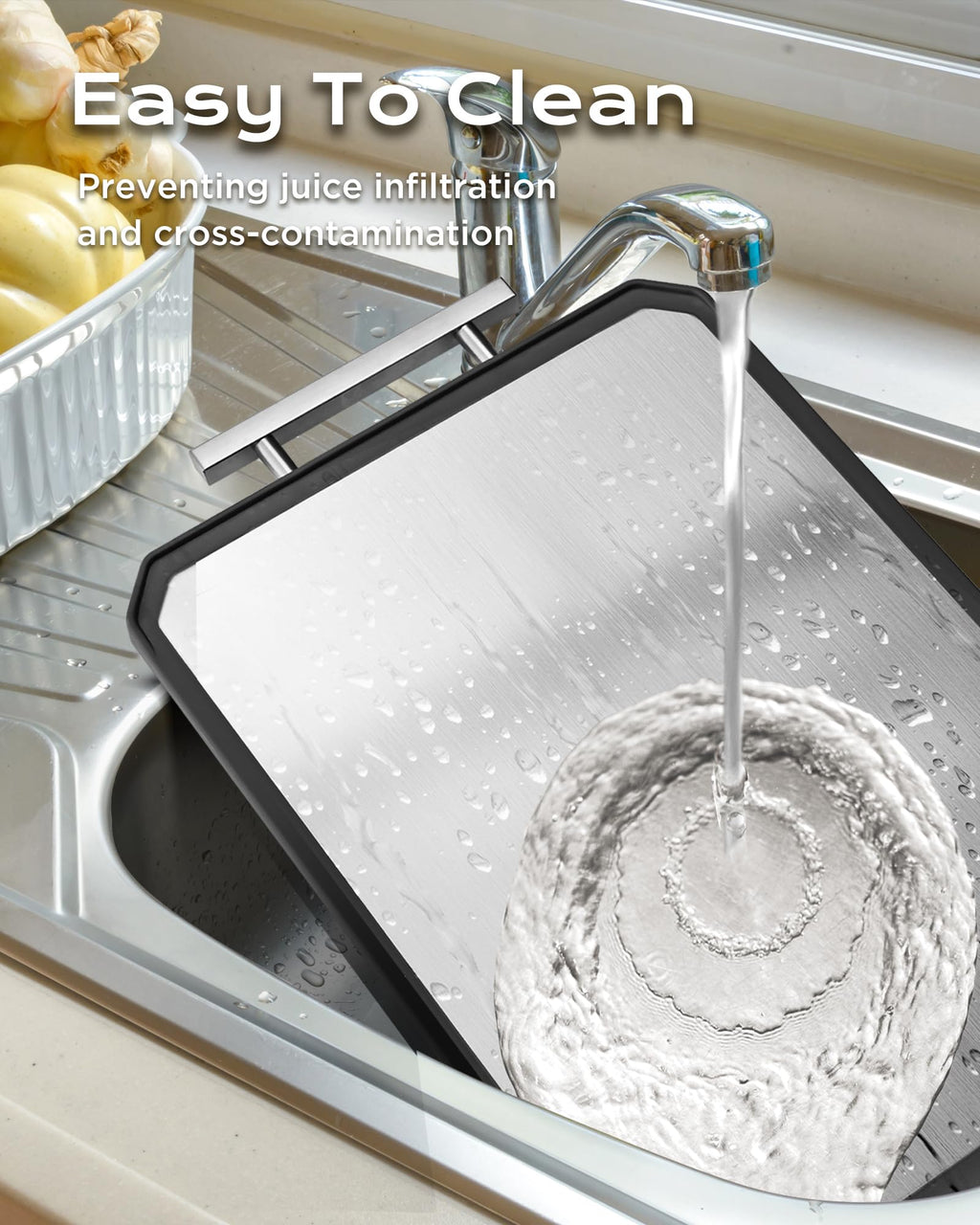 SNOWCLAD Stainless Steel Cutting Board,Double Sided Steel Bread Boards for kitchen,Stainless Steel/Wheat straw pp Large Board for meat,non toxic Chopping,Dishwasher Safe,16 * 11 Inch