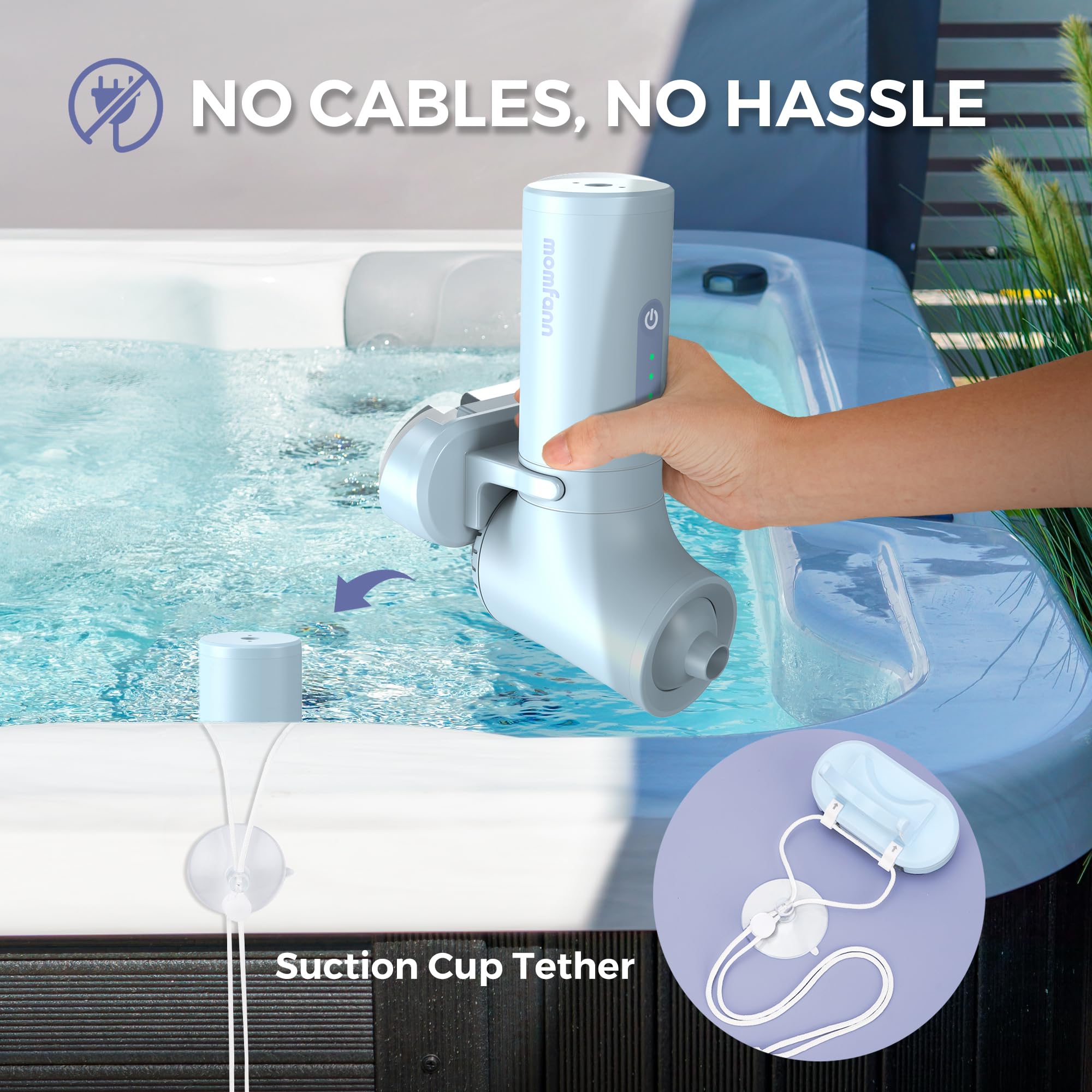 MOMFANN Bath Jet Spa, Bath Jet/Bubble Mode, Cordless Portable Bathtub Accessories with 3-Level Adjustable Speed, Bathtub Jets for Home Spa, Relaxing (Blue)