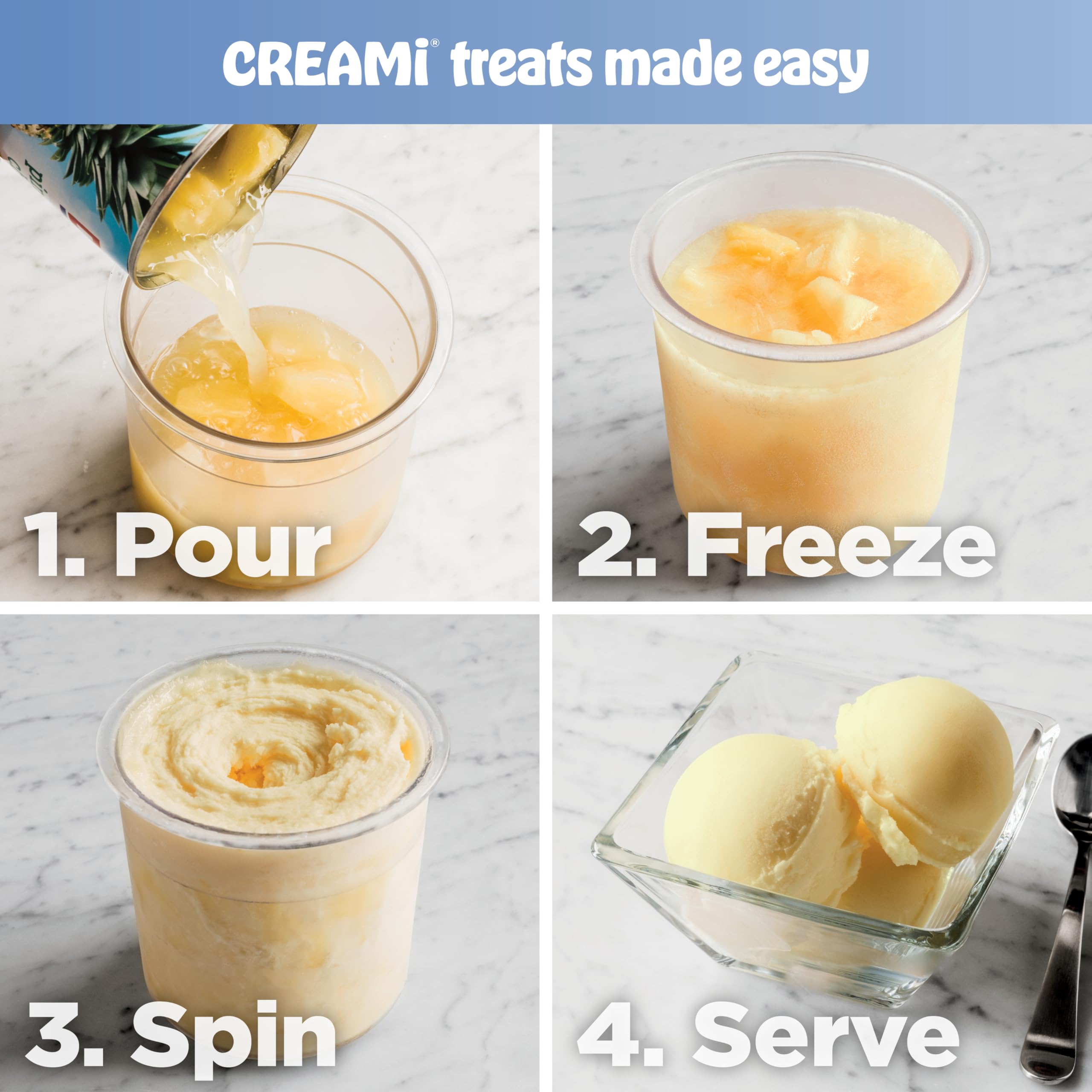 Ninja NC301 CREAMi Ice Cream Maker, for Gelato, Mix-ins, Milkshakes, Sorbet, Smoothie Bowls & More, 7 One-Touch Programs, with (2) Pint Containers & Lids, Compact Size, Perfect for Kids, Silver