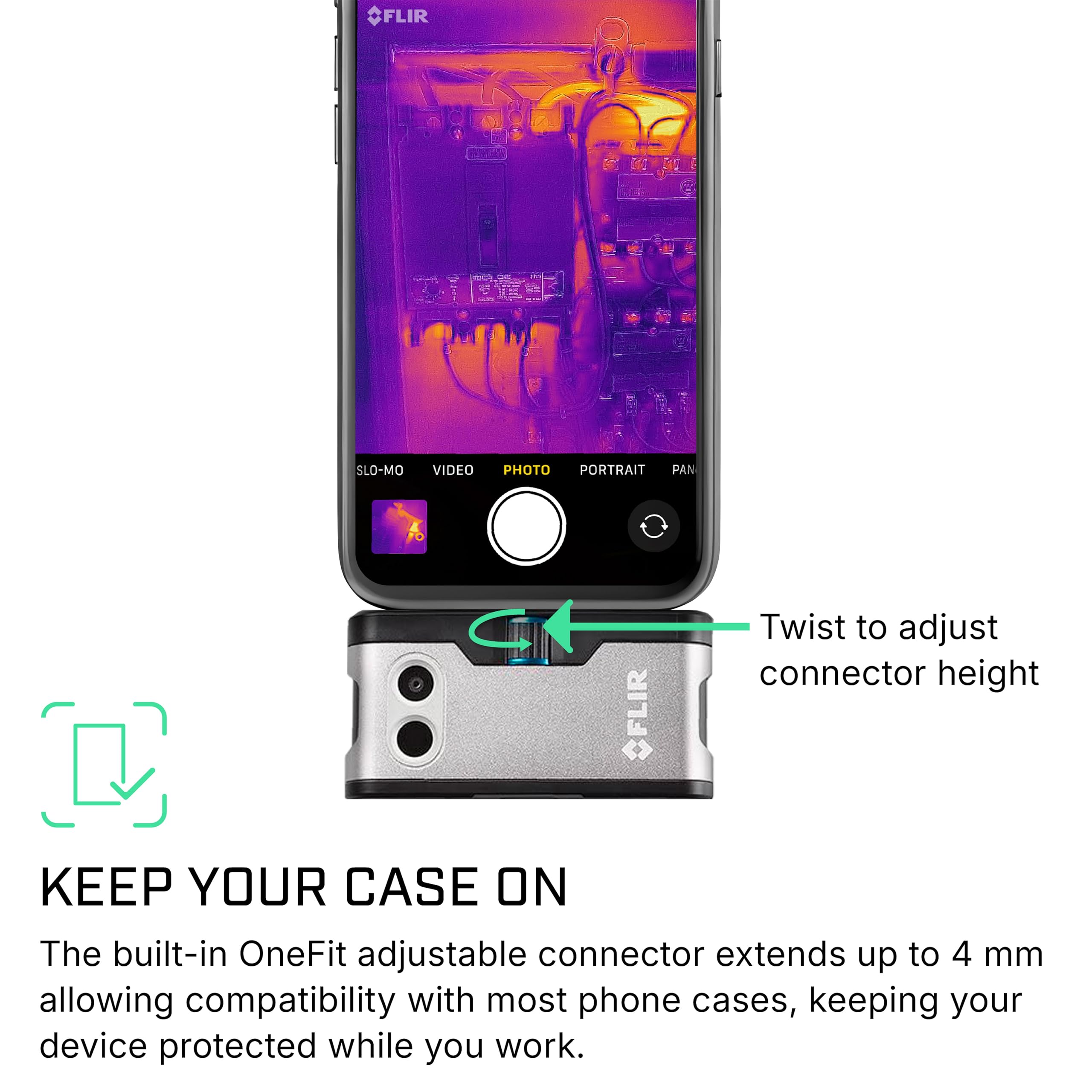 Flir One - Thermal Imaging Camera for iOS Smartphones (iPhone 14 and Older w/Lightning Port), 240x180 Super Resolution (80x60 Native IR)