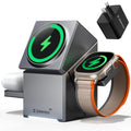 ZEEHOO 3 in 1 Charging Station for Apple, Mag-Safe for iPhone Charger, Qi2 Certified Rotating Wireless Charger Stand for iPhone 17,16,15,14,13,12 Series, Apple Watch, AirPods (USB-C Charger Included)