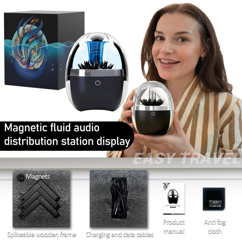 Zhmmmlgj Dancing Ferrofluid Speaker-Dad Gifts for Father Day,Magnetic Fluid Bluetooth Music Visualizer with LED Light,Stereo Sound,Touch Control,Cool Desk Toy for Office,Study,Science Enthusiast