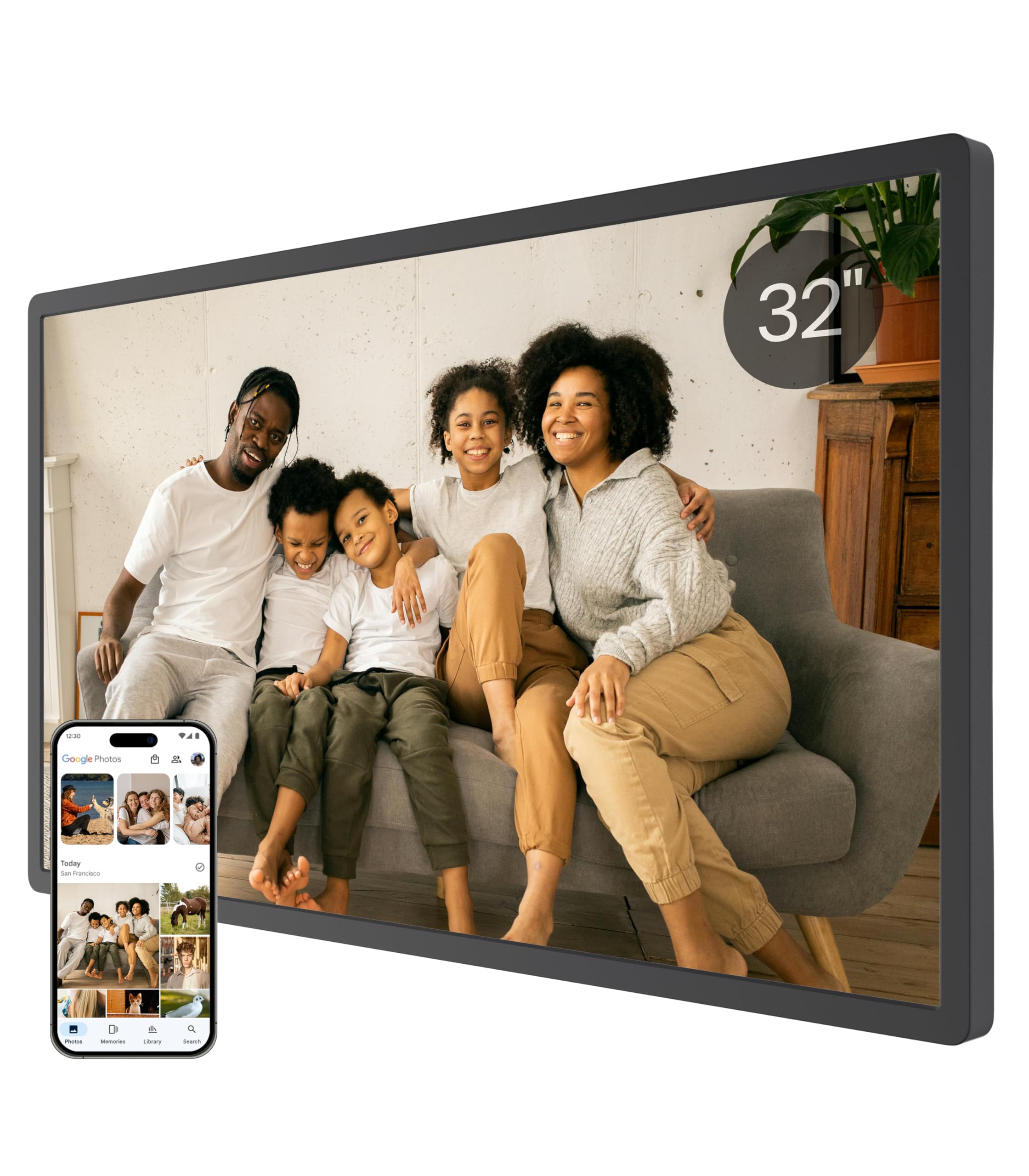 Cozyla Frame: 32" WiFi Digital Picture Frame with Large Display – No Subscription & Unlimited Storage, Support Long Video, Electronic Photo Frame for Gift, Share via Google Photos, App, Email, Web