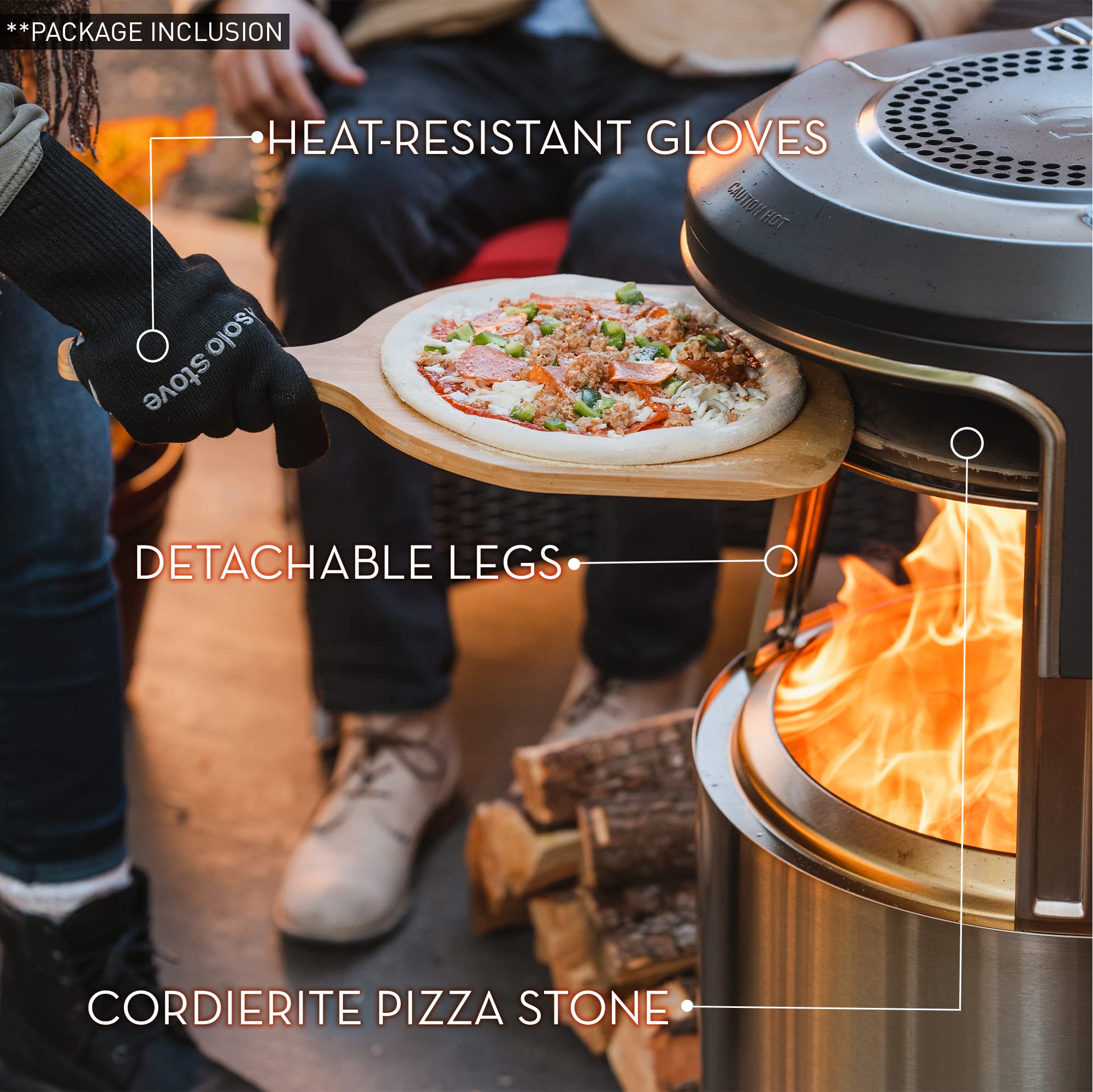 Solo Stove Yukon Pi Fire | Pizza Oven Accessory for Yukon Fire Pit, Incl. Carry Case & Cordierite Pizza Stone, Wood Burning Assembly, Stainless Steel, (H x Dia): 19.1 x 26.5 in