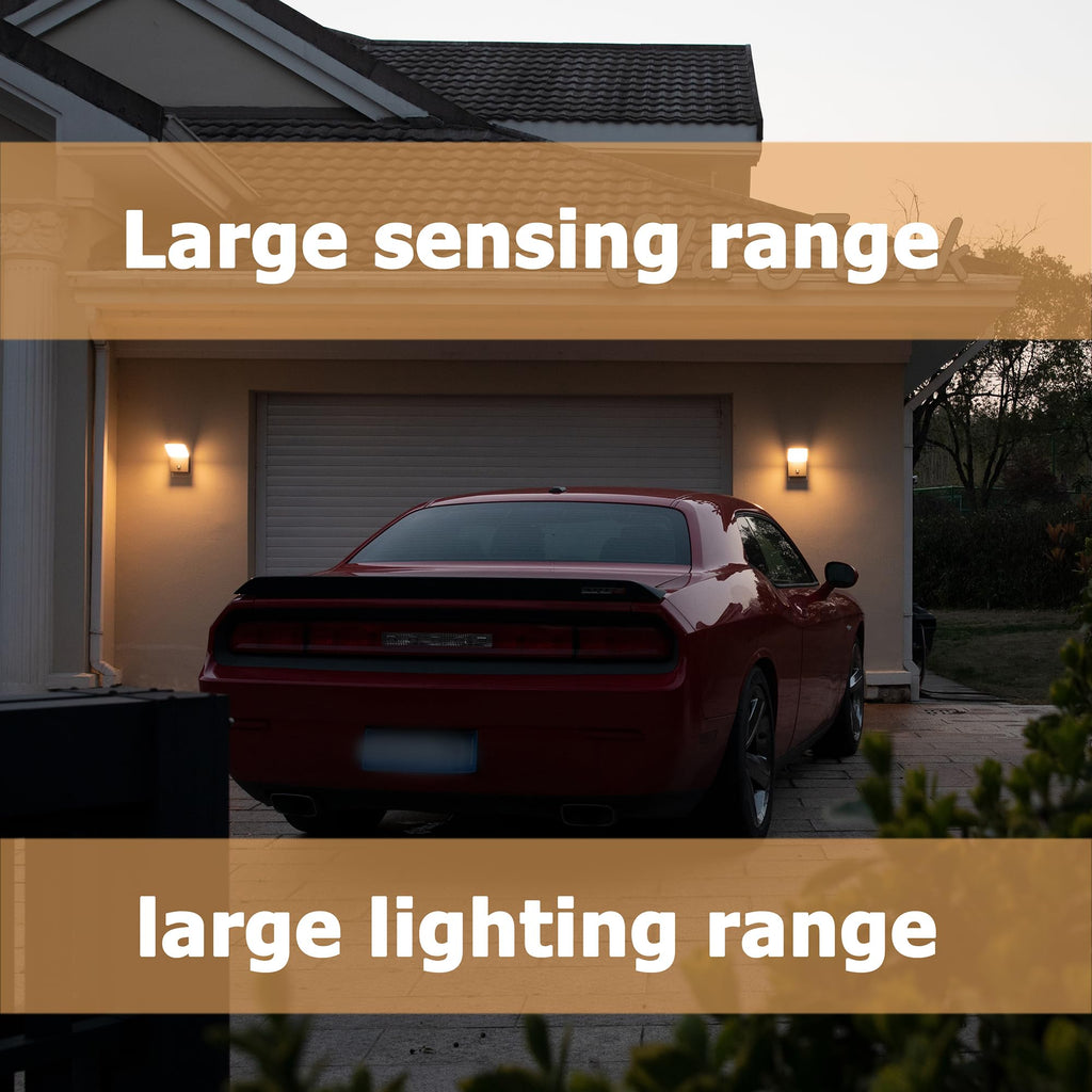 illumishin Outdoor Wall Light Motion Sensor Porch LED Exterior Lights Fixture Sconce Black Modern Aluminum Lamps Front Door Lantern for Patio Garden Garage Fence Yard