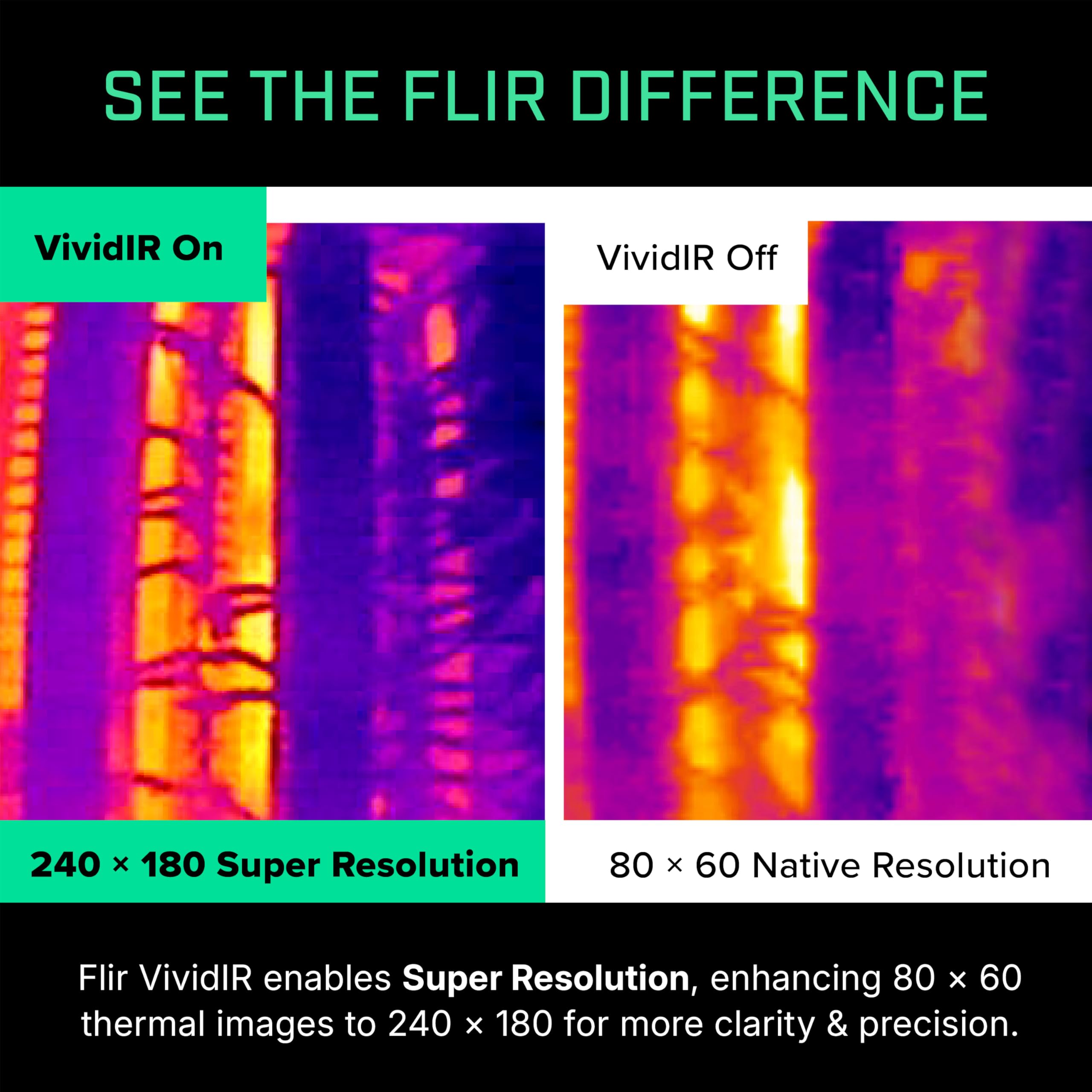 Flir One - Thermal Imaging Camera for iOS Smartphones (iPhone 14 and Older w/Lightning Port), 240x180 Super Resolution (80x60 Native IR)