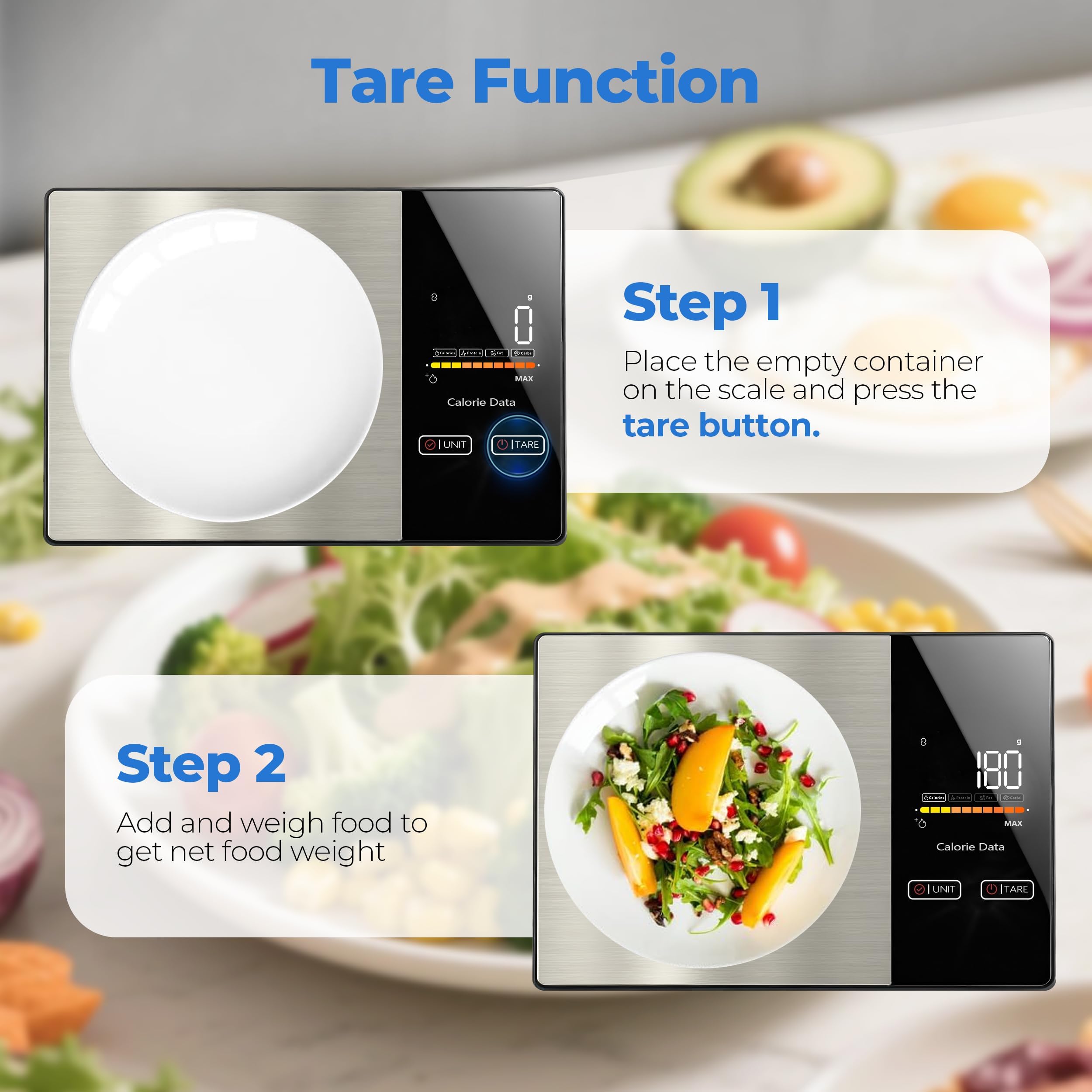 WARMKEY Smart Nutrition Food Scale with App - 1g Precision Digital Kitchen Scale, Tracks Calories & 24 Nutrients, Macros, Fat & Protein for Keto, Fitness & Meal Prep, 11lb/5kg with Tare Function