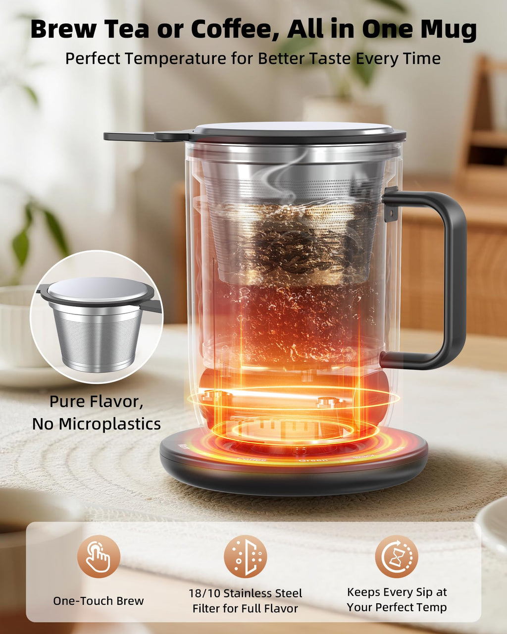 Nuwave Smart Heated Coffee Mug 16oz — Rechargeable with LED Display