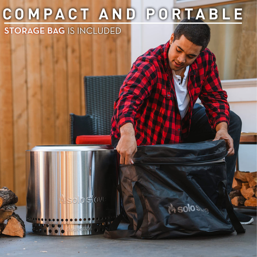 Solo Stove Yukon Pi Fire | Pizza Oven Accessory for Yukon Fire Pit, Incl. Carry Case & Cordierite Pizza Stone, Wood Burning Assembly, Stainless Steel, (H x Dia): 19.1 x 26.5 in