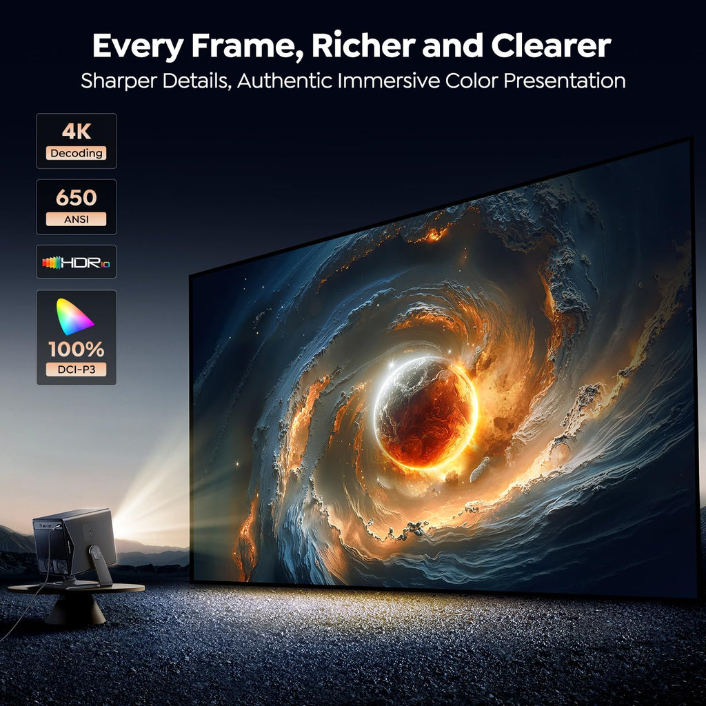 Smart Projector 4K [VIDAA Live TV & 36W Dolby & Voice Control] with WiFi6 and Bluetooth, Short Throw Projector Compatible with Netflix, AI Auto Focus, HDR10, Home Theater Proyector for Outdoor Movies